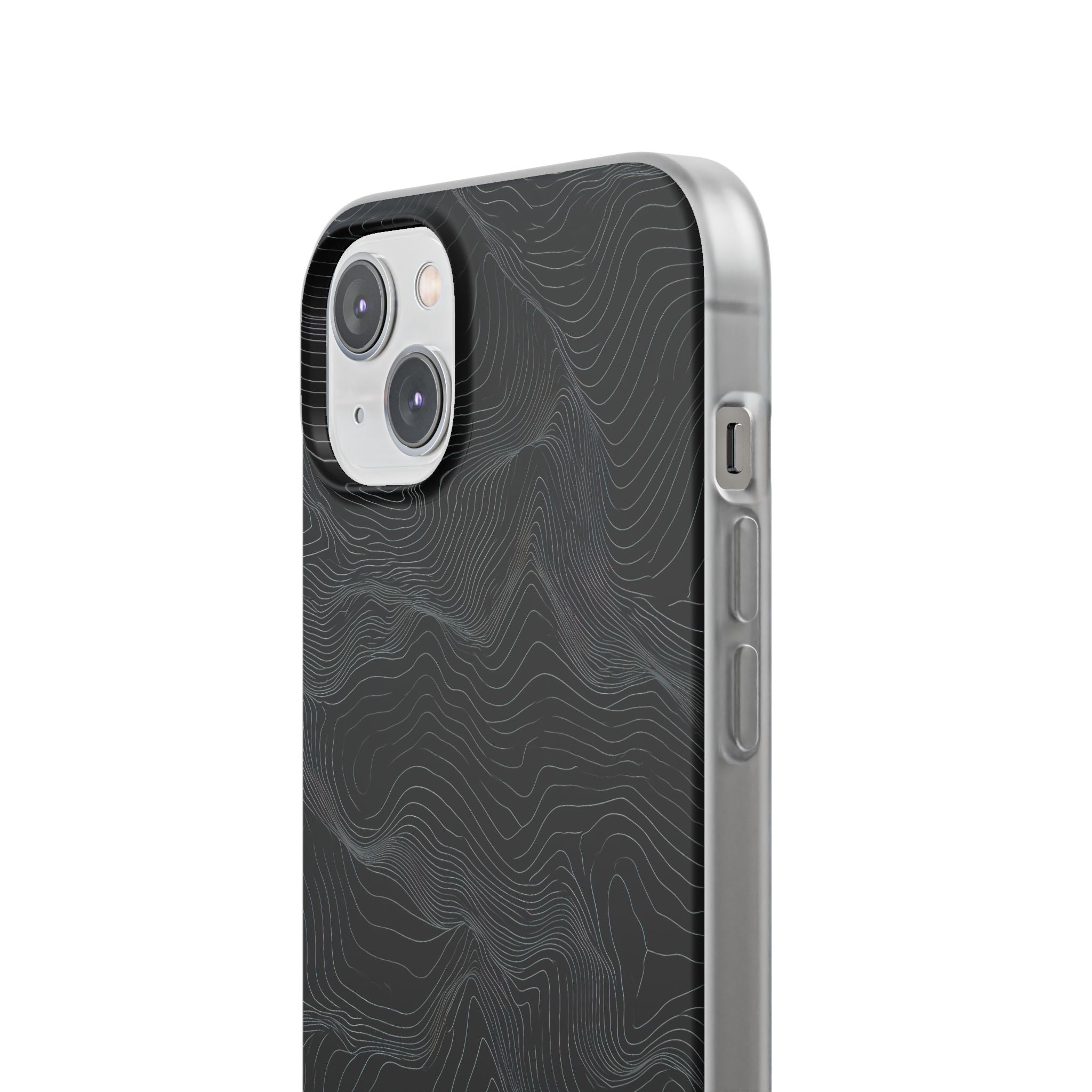 Black Lite Phone Case for iPhone - Obsidian Topo Wireframe