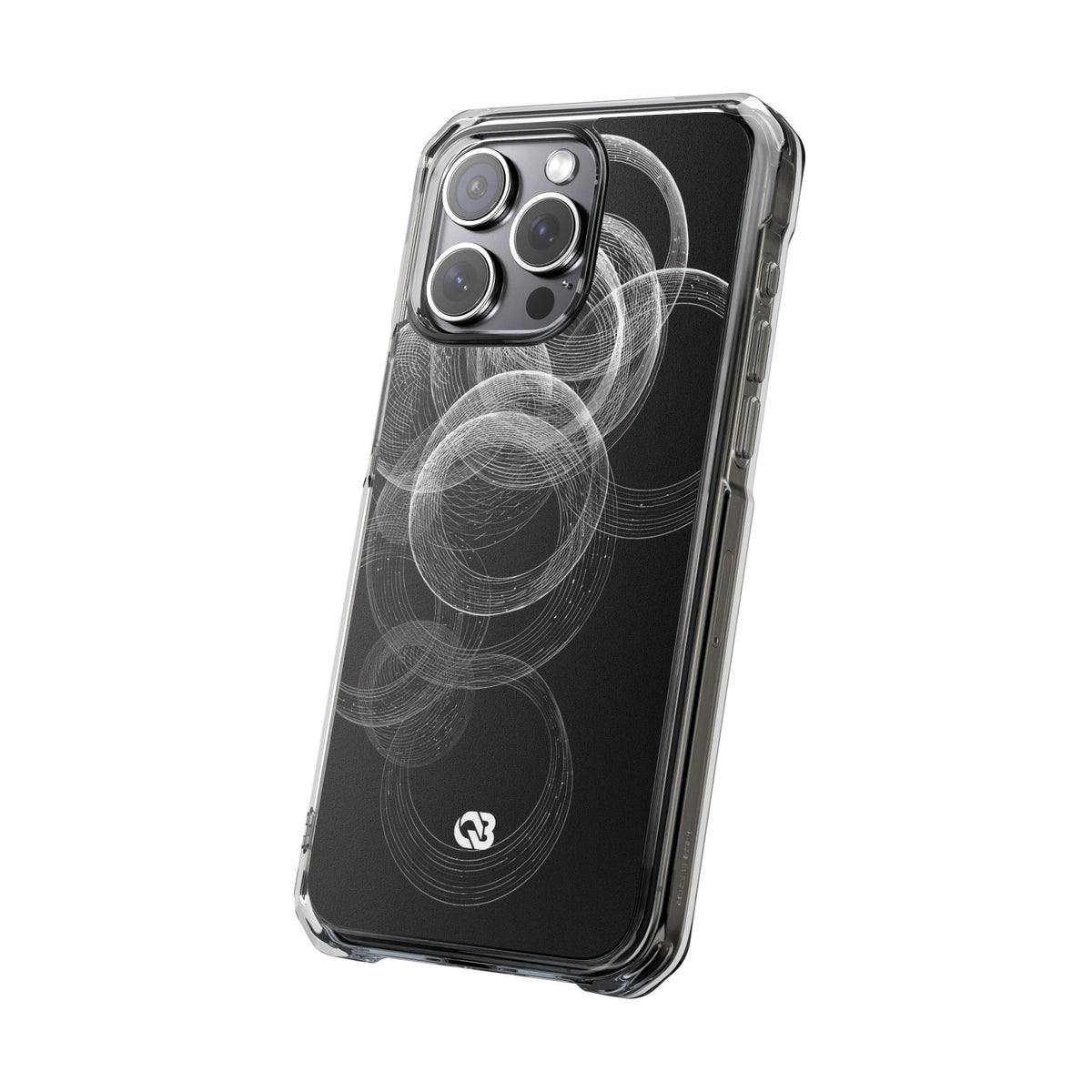 Black Impact MagSafe Phone Case for iPhone - Kinetic Wireframe Orbit