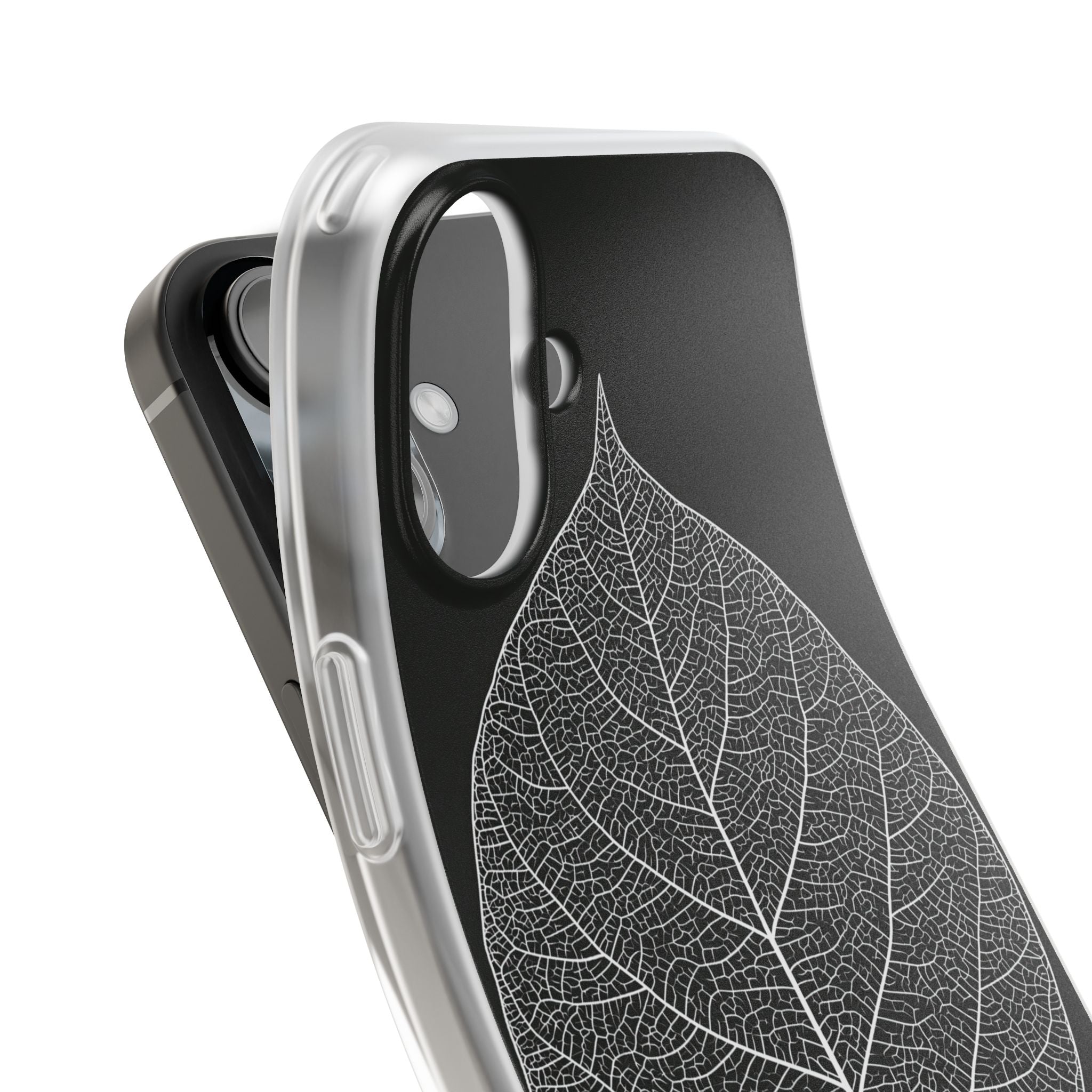 Black Lite Phone Case for iPhone - Bleached Leaf Lattice