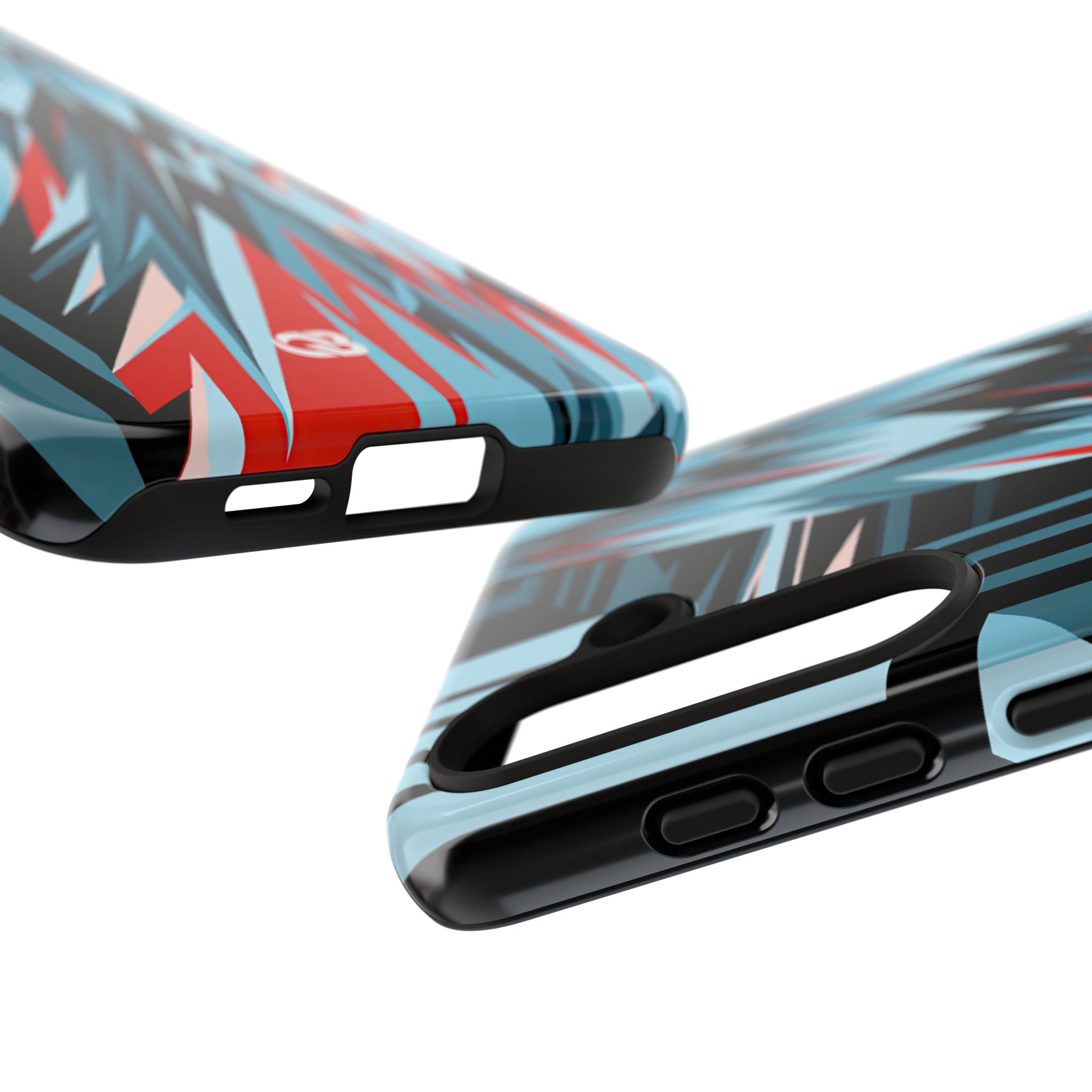 Blue Tough Phone Case for Samsung - Glitch Peak Cyan