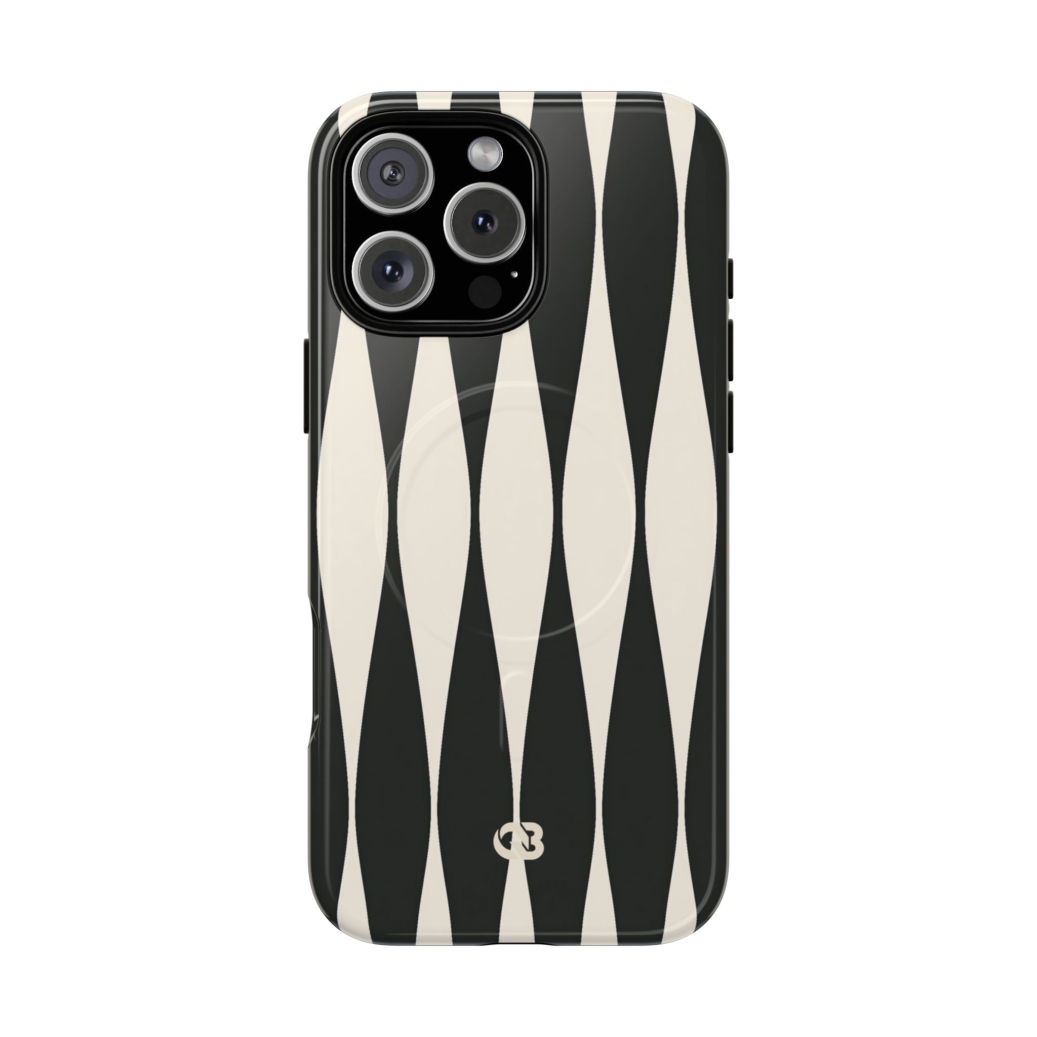Black Tough 2.0 Magsafe Phone Case for iPhone - Ivory Spindle Grid