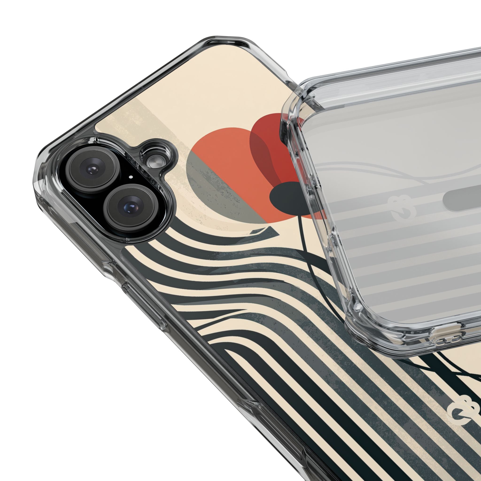 Beige Impact MagSafe Phone Case for iPhone - Crimson Line Bloom