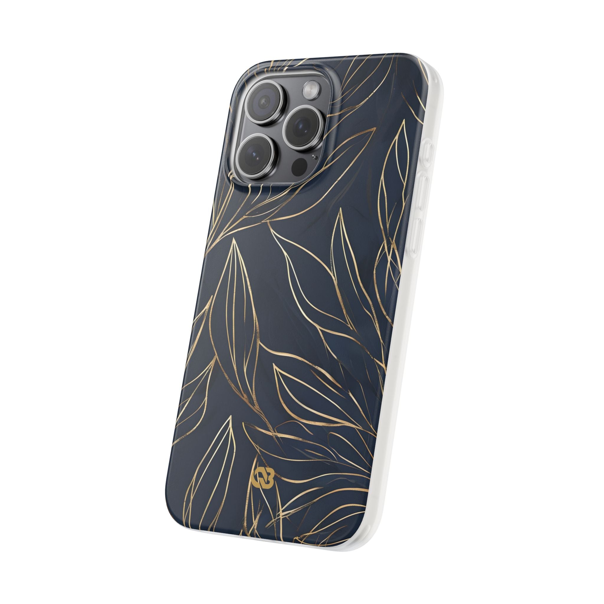 Gilded Navy Foliage · Soft Phone Case for iPhone