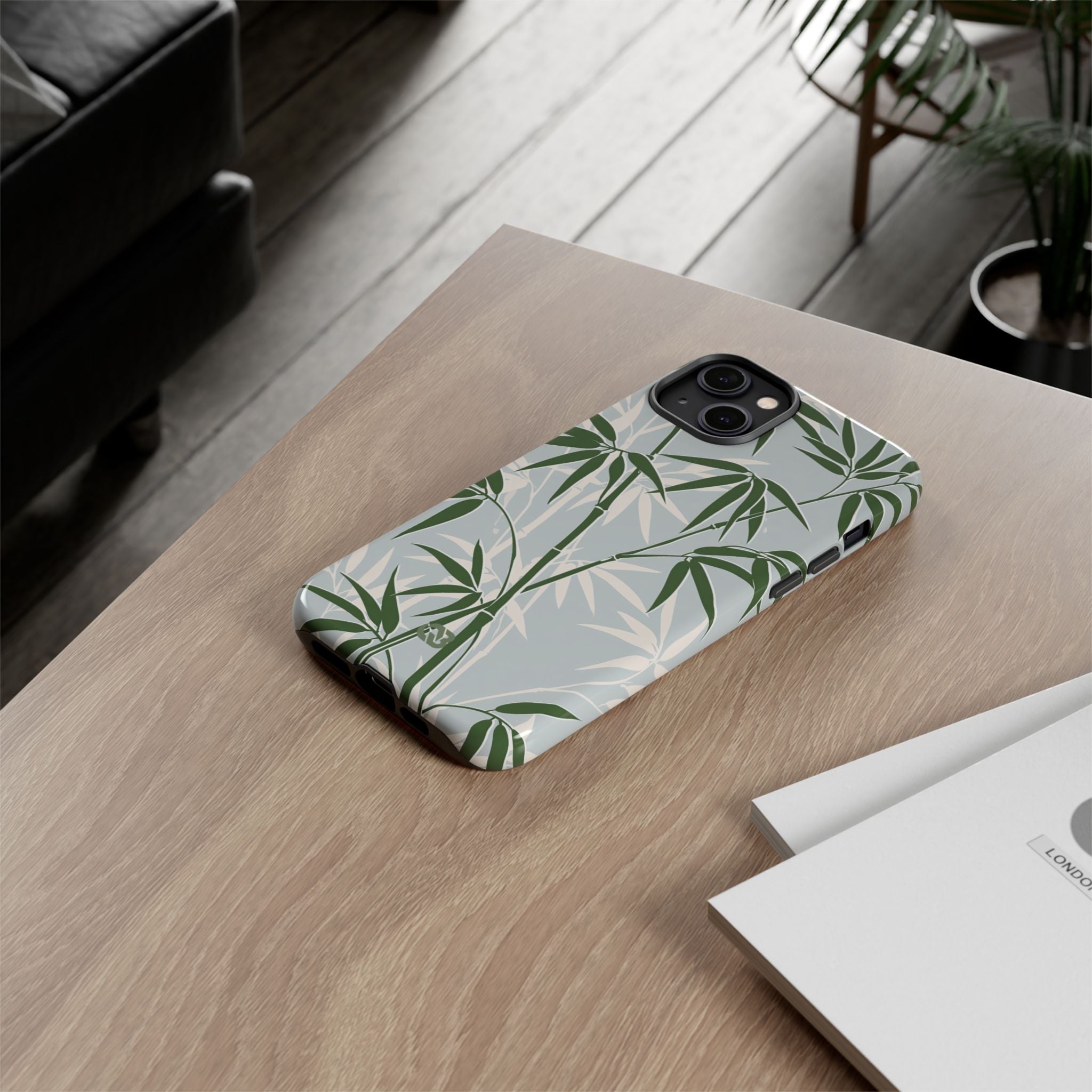 Green Tough Phone Case for iPhone - Kyoto Bamboo Canopy