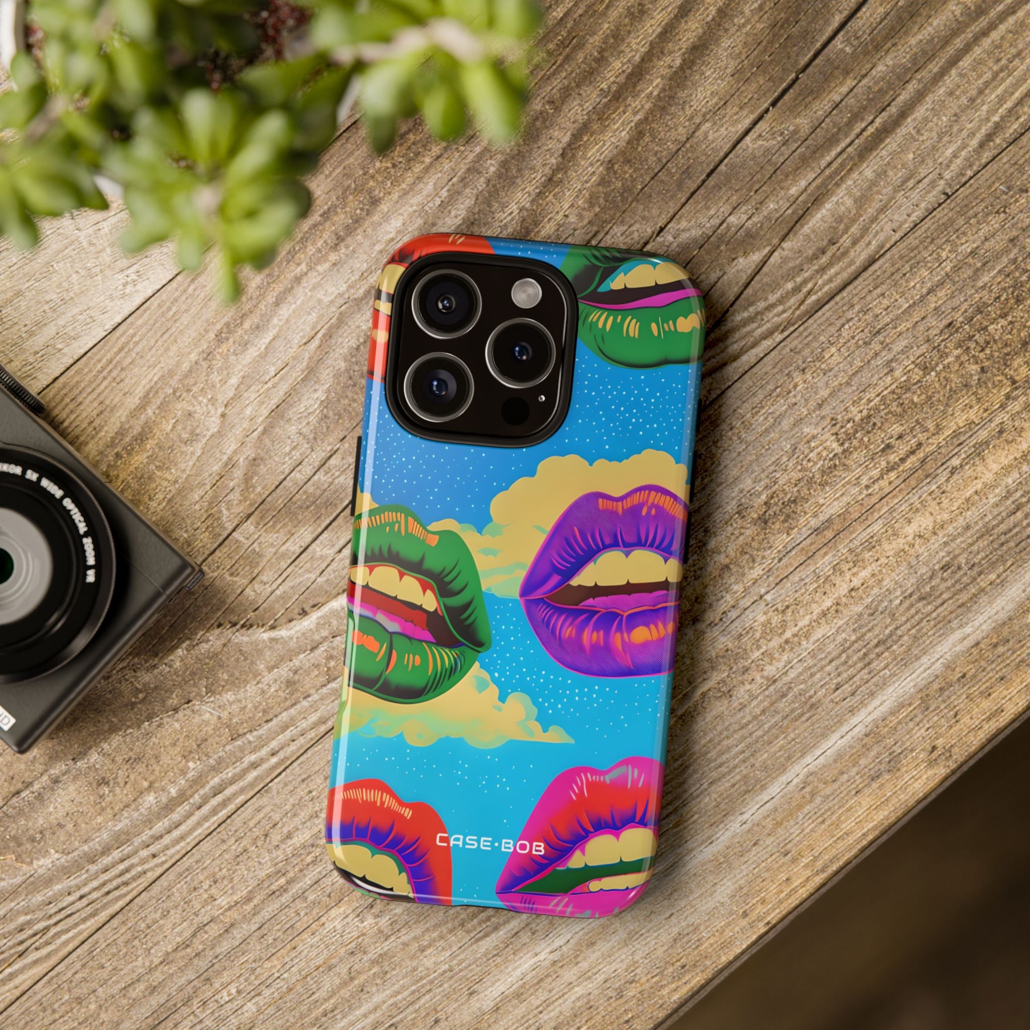 Colorful Lips Grid iPhone 16 Pro Case - Tough