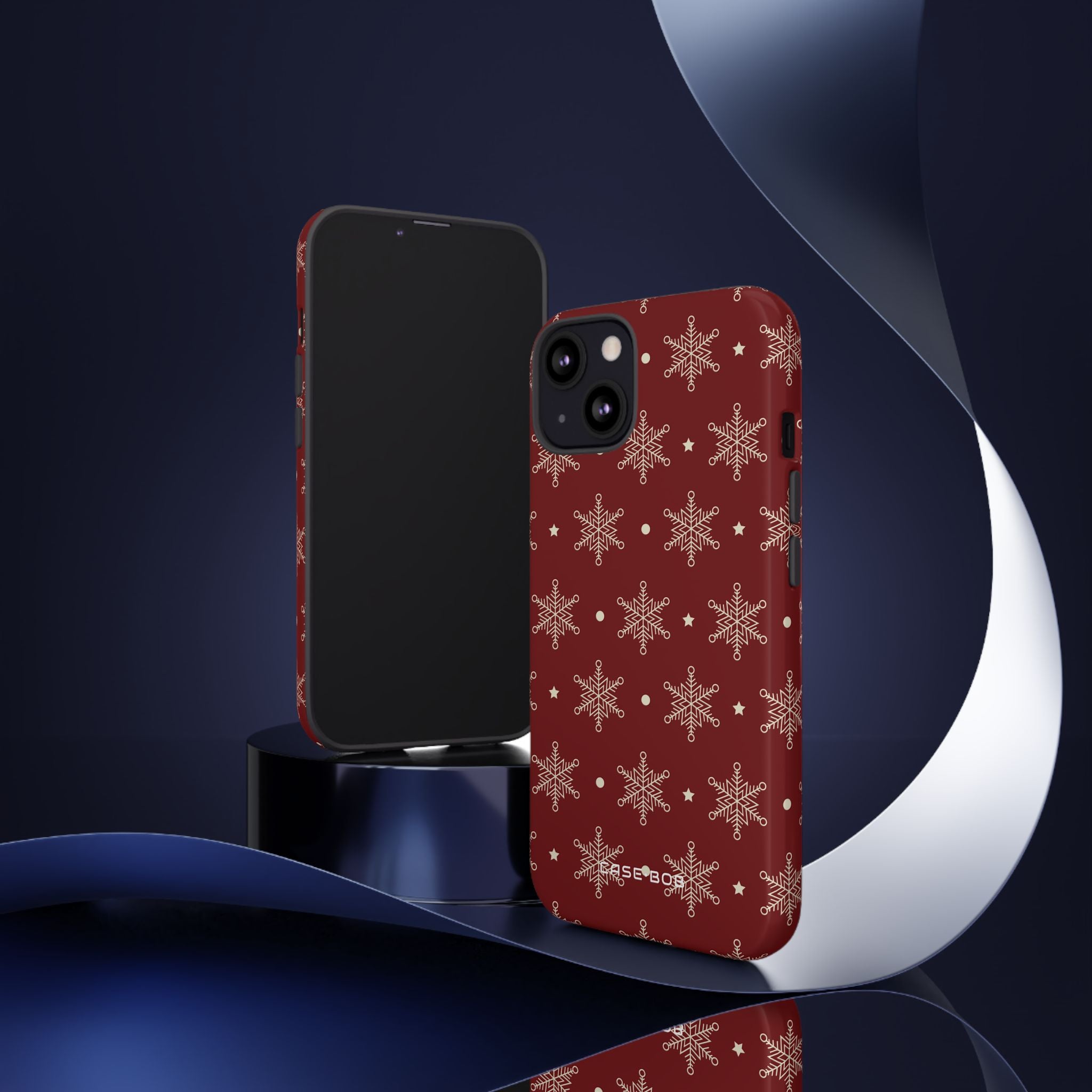 Cream Snowflake Crimson iPhone 13 Skal - Tough