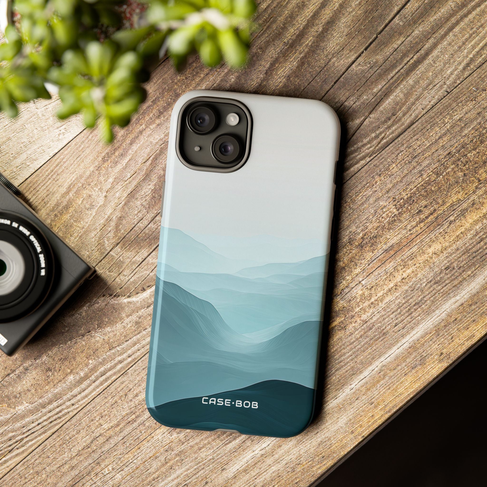 Teal Mist Mountains iPhone 15 Plus Case - Tough
