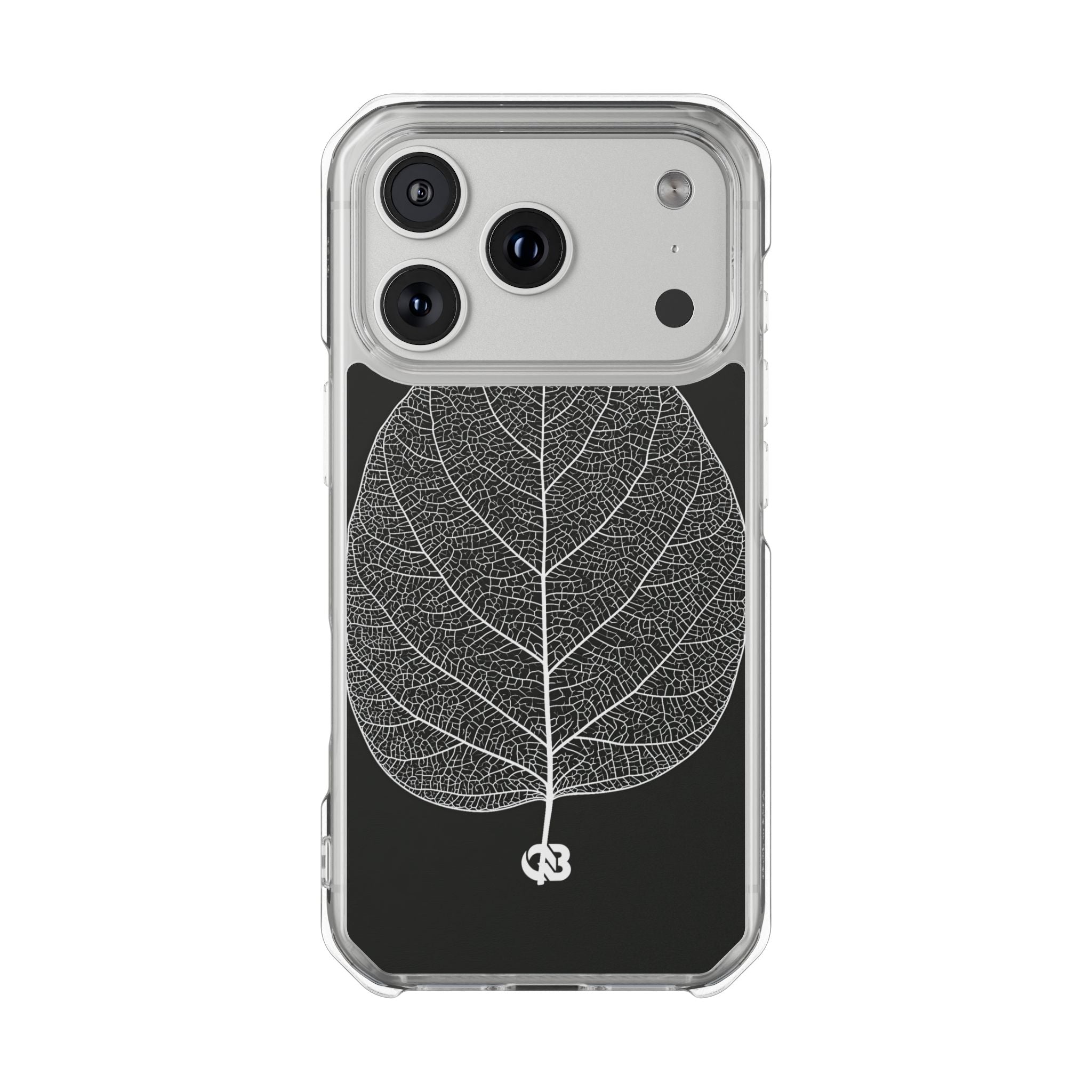 Black Impact MagSafe Phone Case for iPhone - Bleached Leaf Lattice