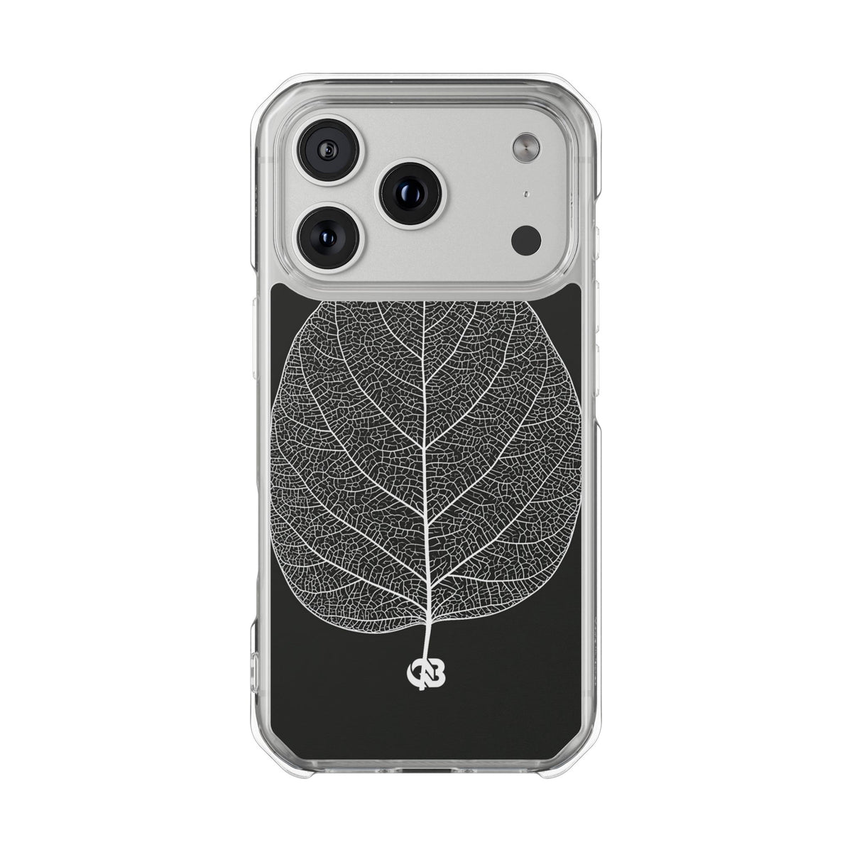 Monochrome Leaf Skeleton · Clear Impact Magnetic Phone Case for iPhone · Black