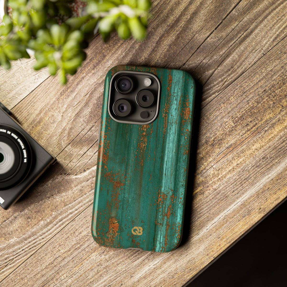 Teal Tough Phone Case for iPhone - Verdigris Copper Siding