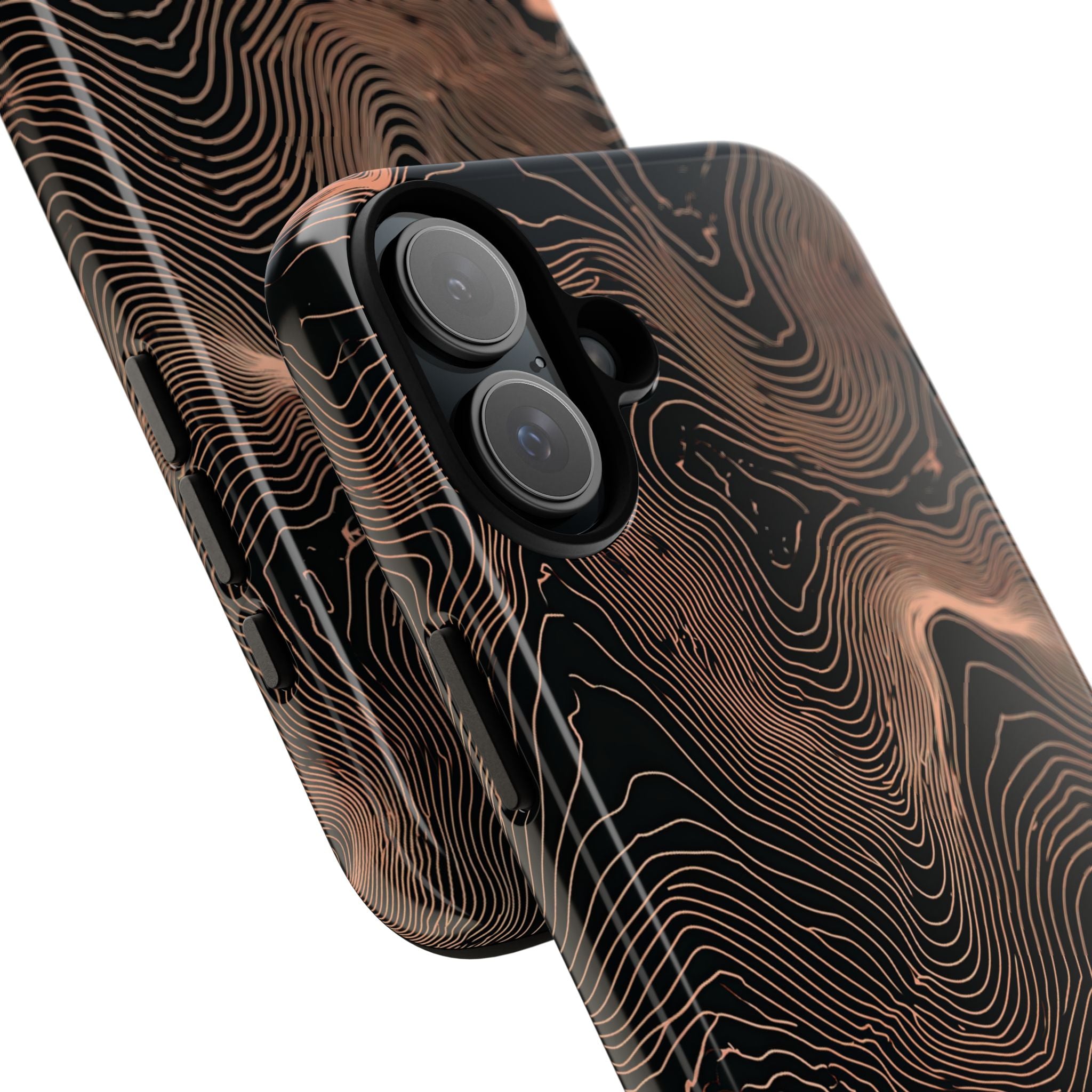 Orange Tough Phone Case for iPhone - Salmon Ridge Topo