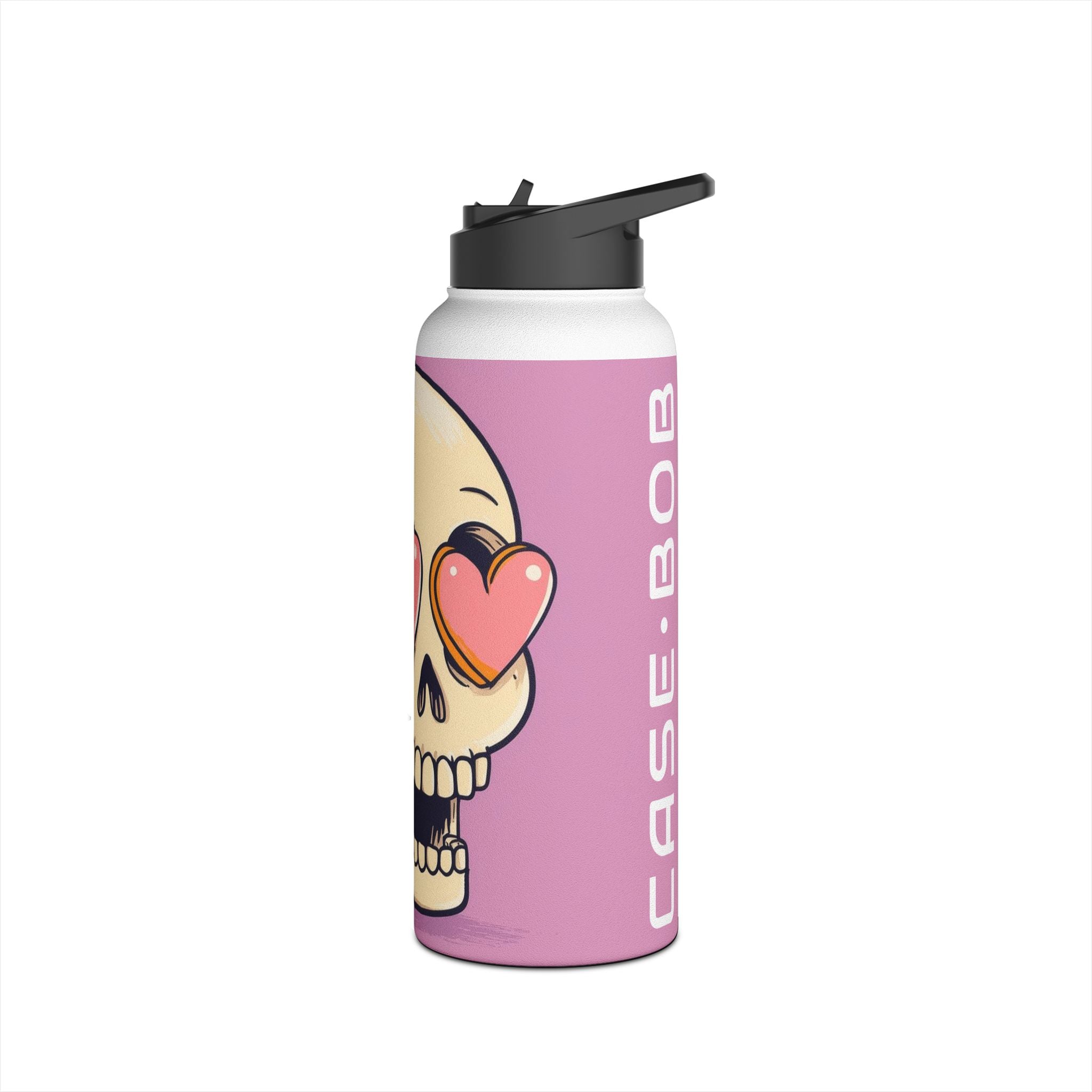 Heart Eyes Skull - Stainless Steel Water Bottle
