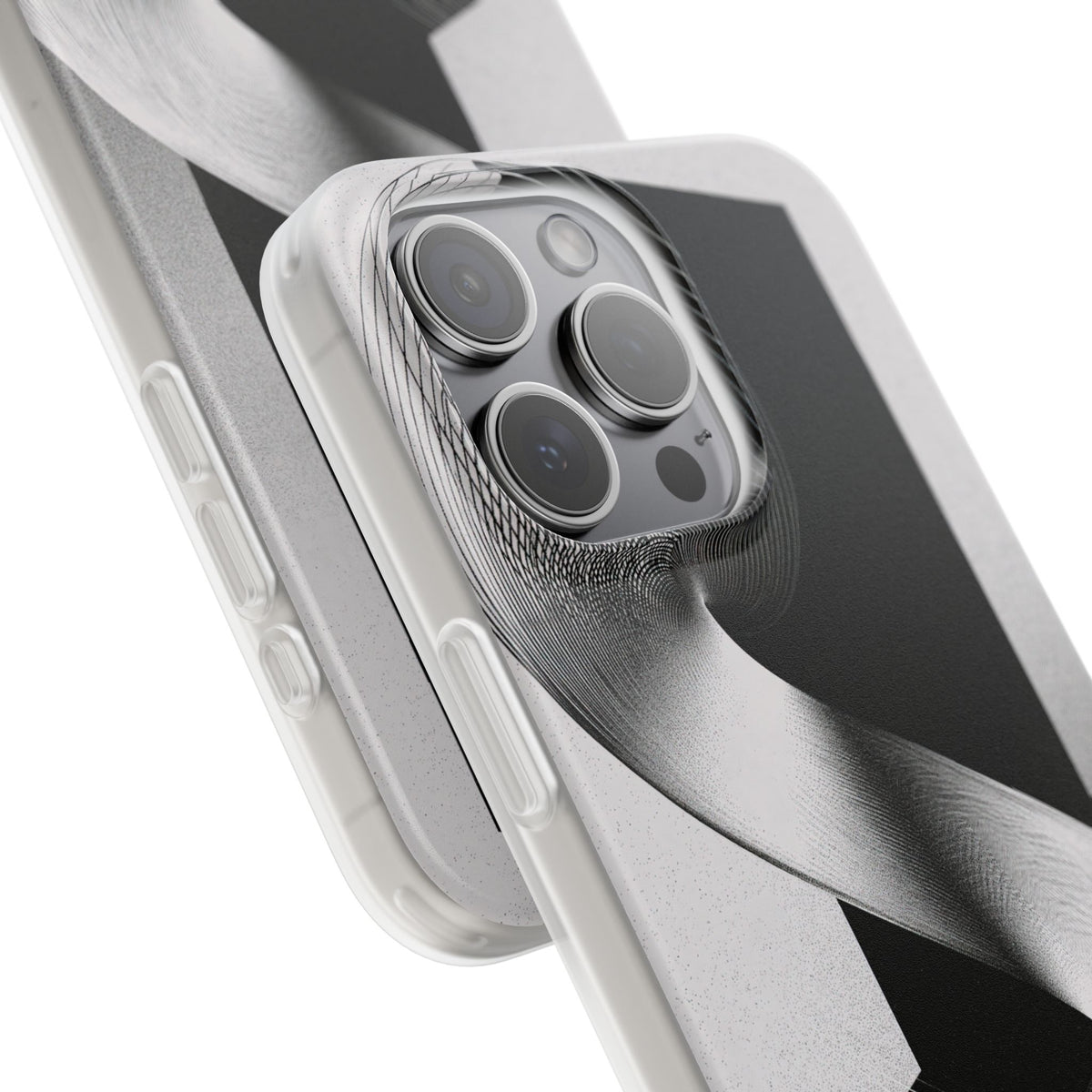 Grey Lite Phone Case for iPhone - Obsidian Moiré Wave