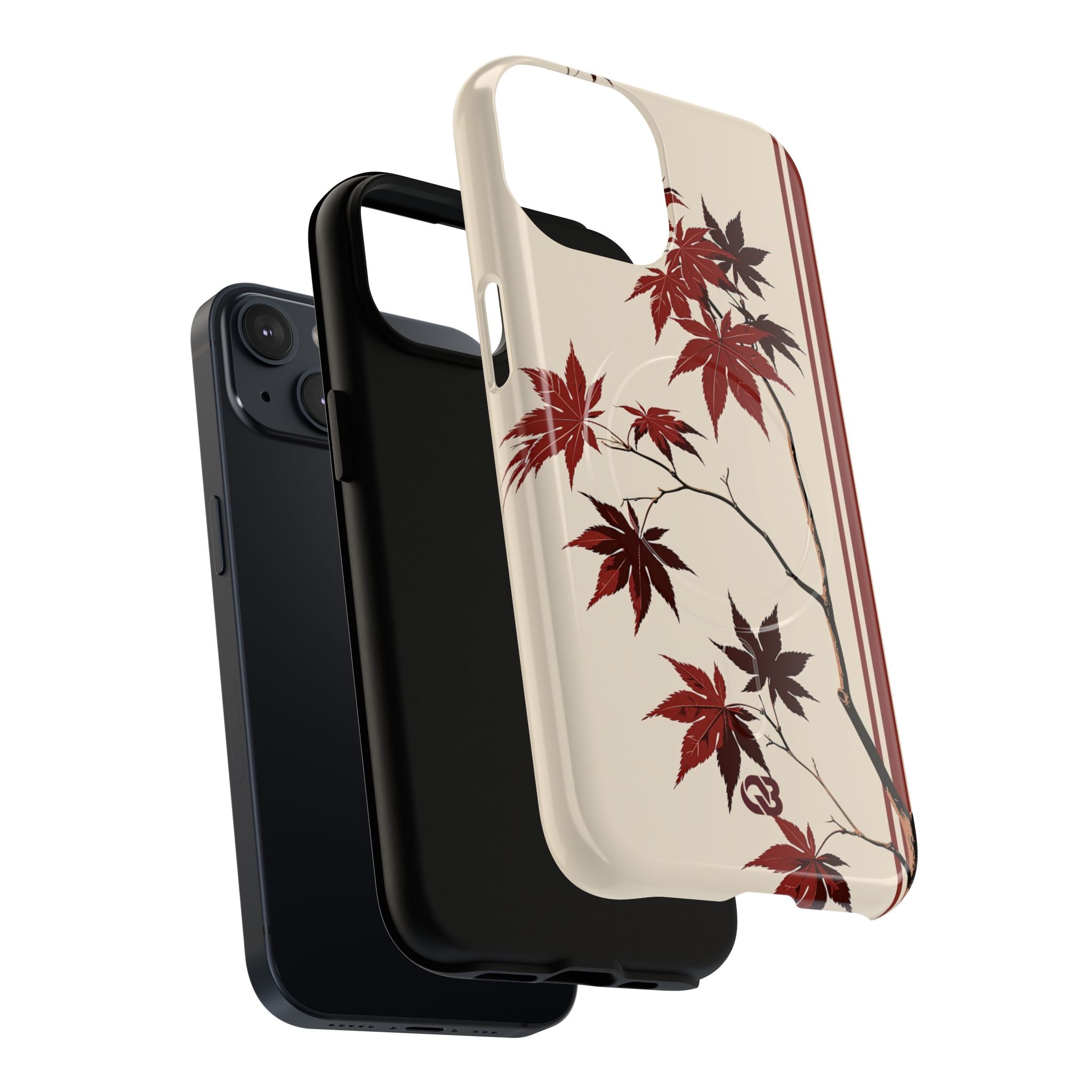 Red Tough 2.0 Magsafe Phone Case for iPhone - Crimson Momiji Stripe