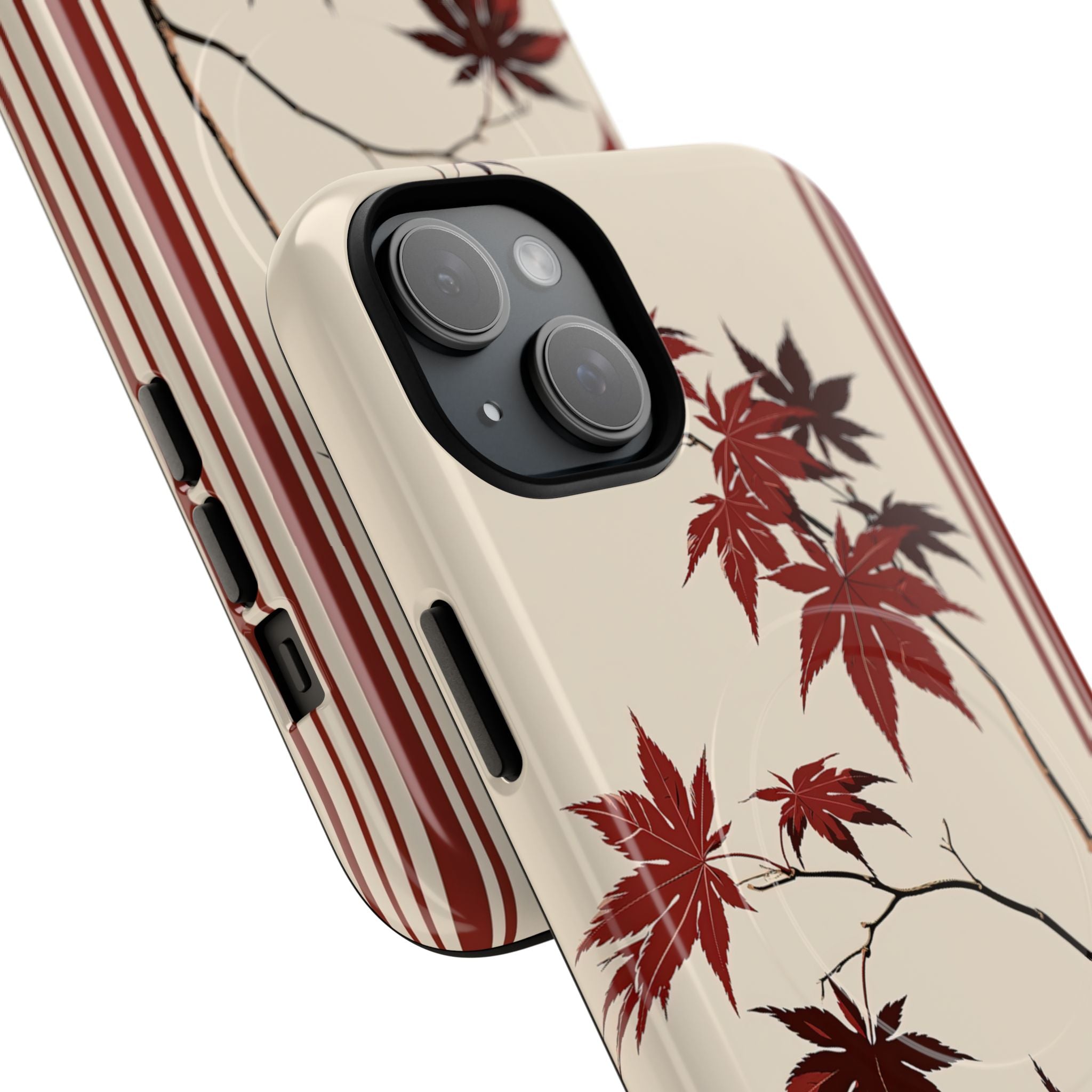 Red Tough 2.0 Magsafe Phone Case for iPhone - Crimson Momiji Stripe