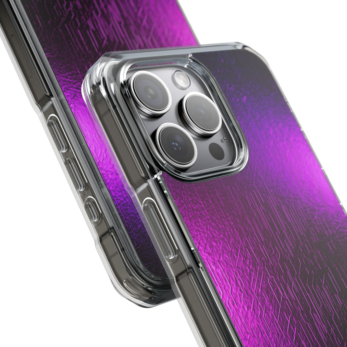 Violet Cyber Circuit · Clear Impact Magnetic Phone Case for iPhone · Purple