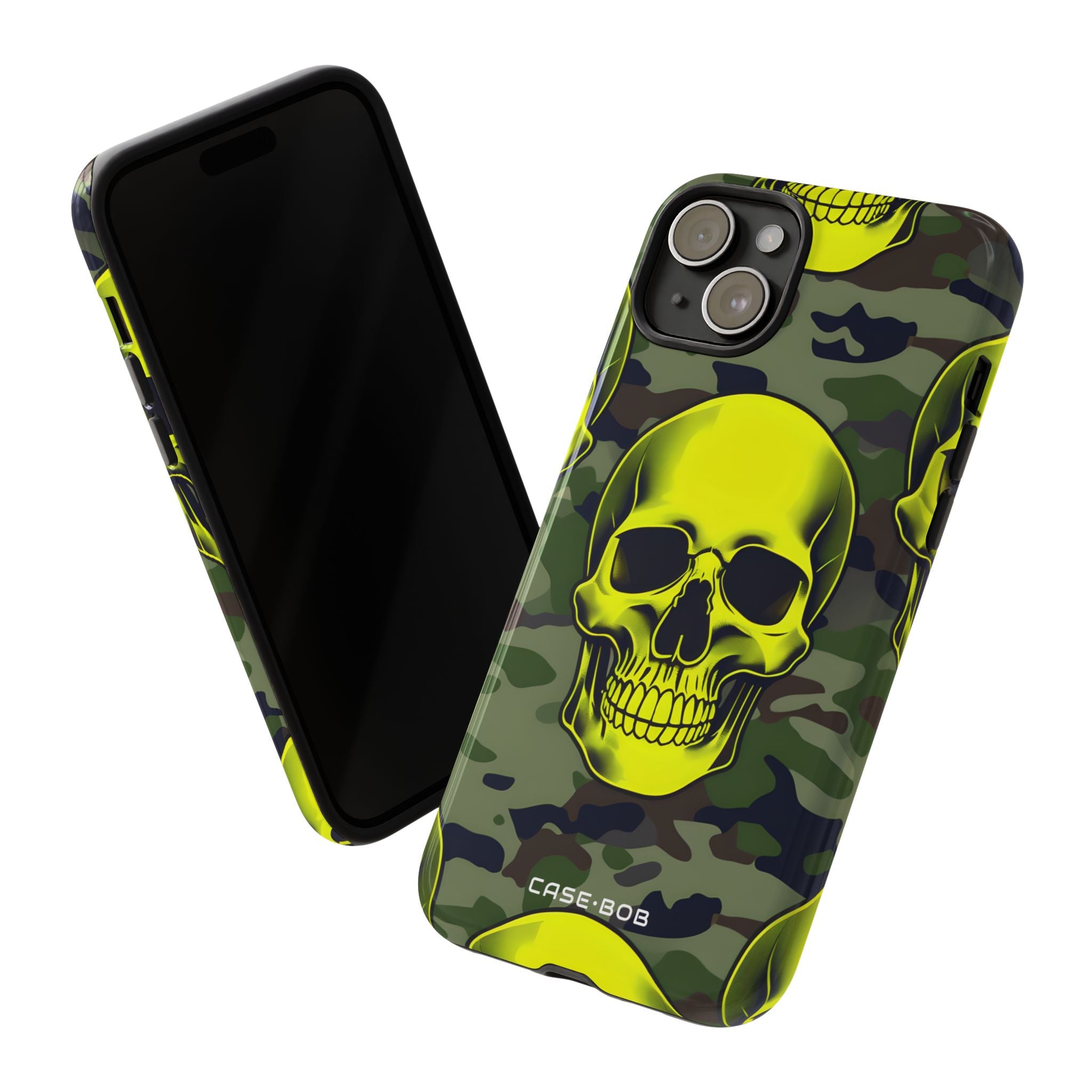 Neon Skull Camo iPhone 15 Plus Cover - Tough