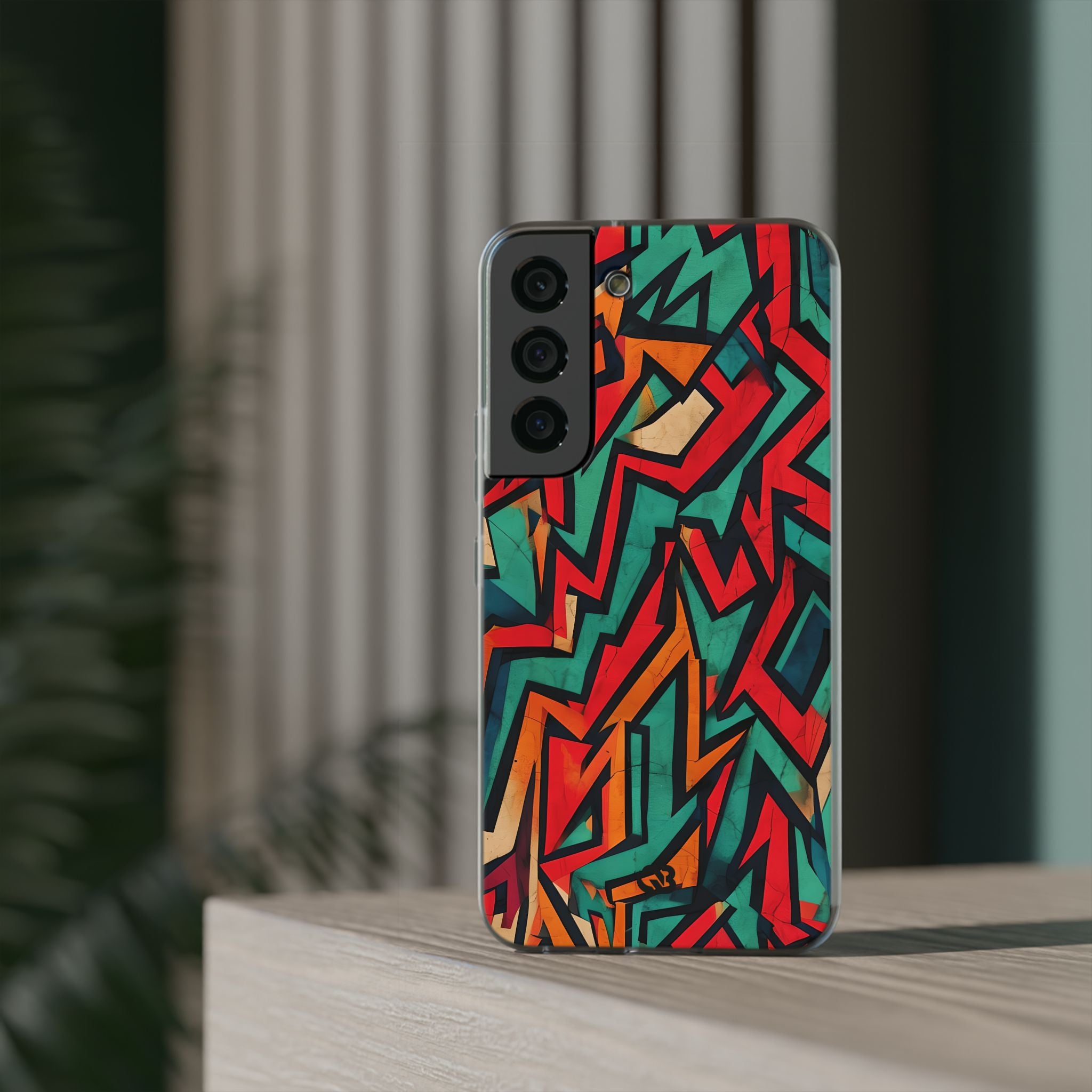 Jagged Teal Static · Soft Handyhülle für Samsung