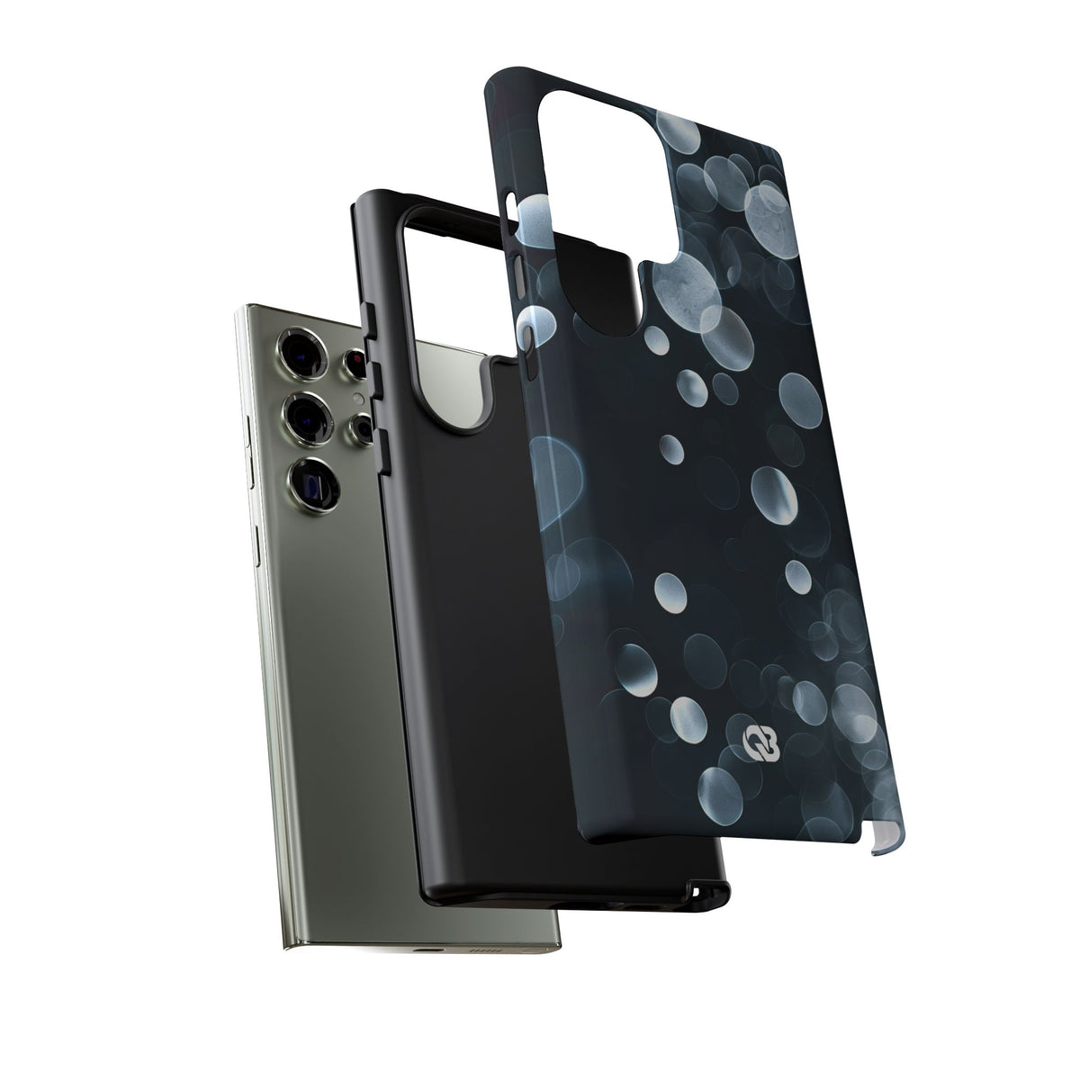 Black Tough Phone Case for Samsung - Silver Orbit Glow