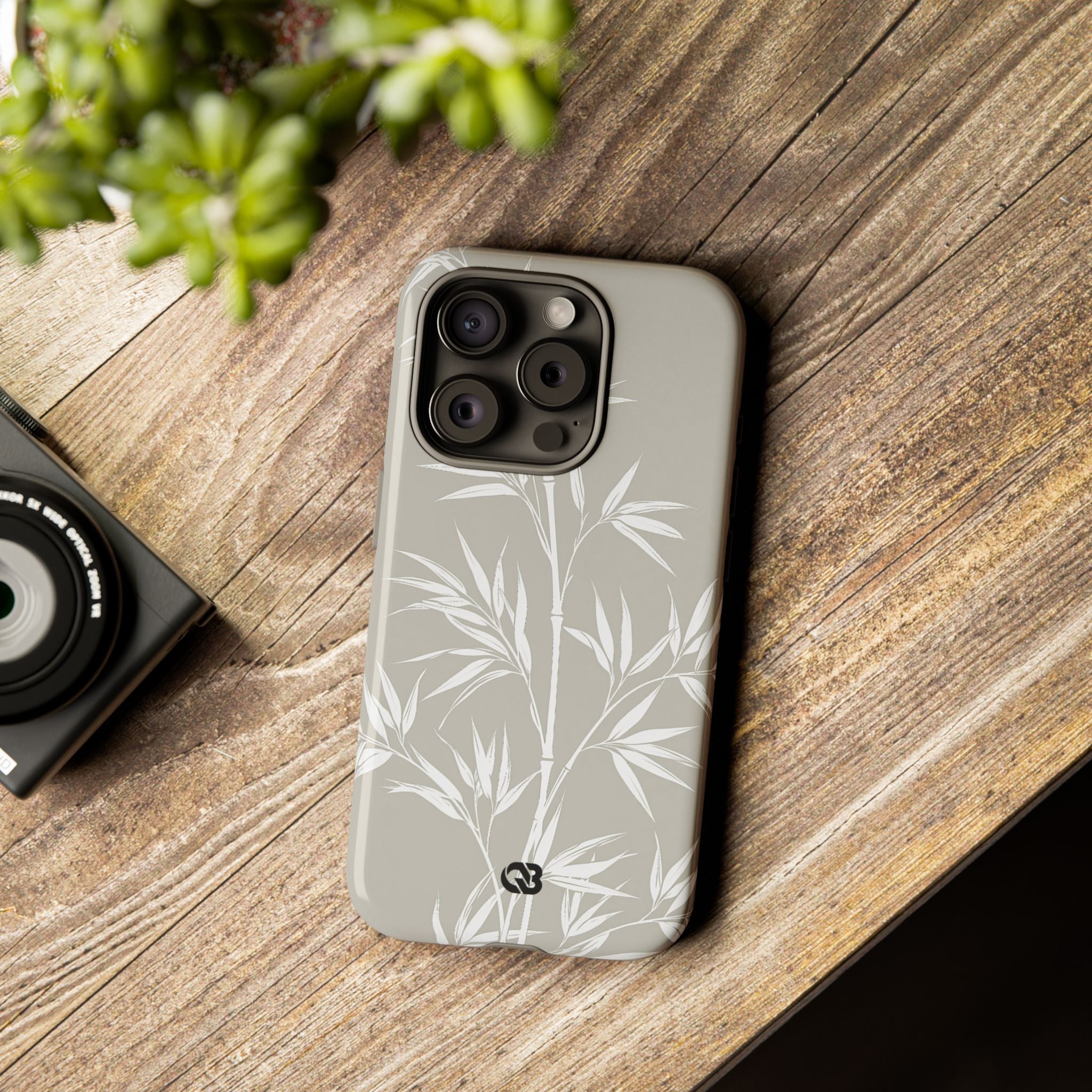 Beige Tough Phone Case for iPhone - Sandstone Bamboo Stalks