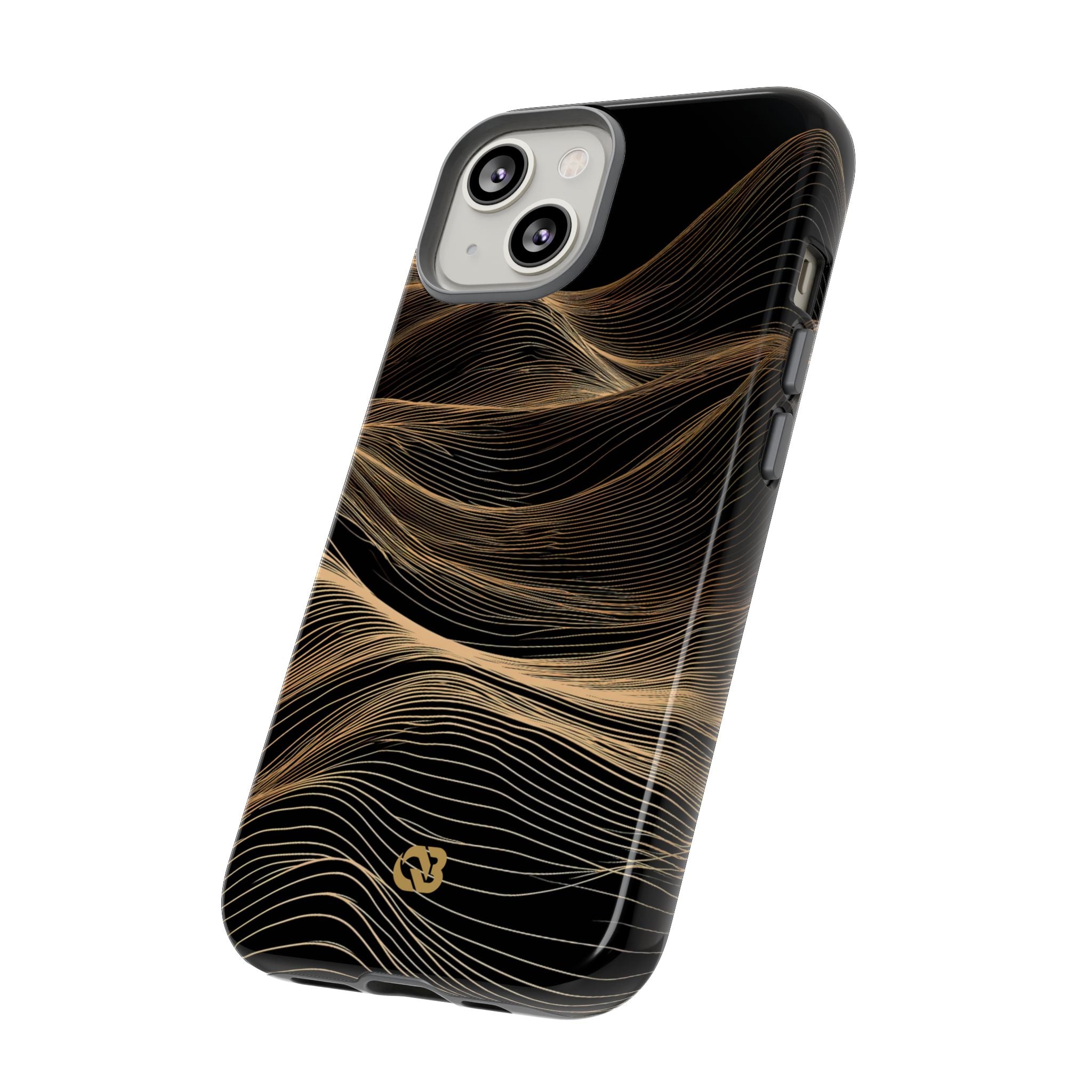 Black Tough Phone Case for iPhone - Copper Topo Ridge