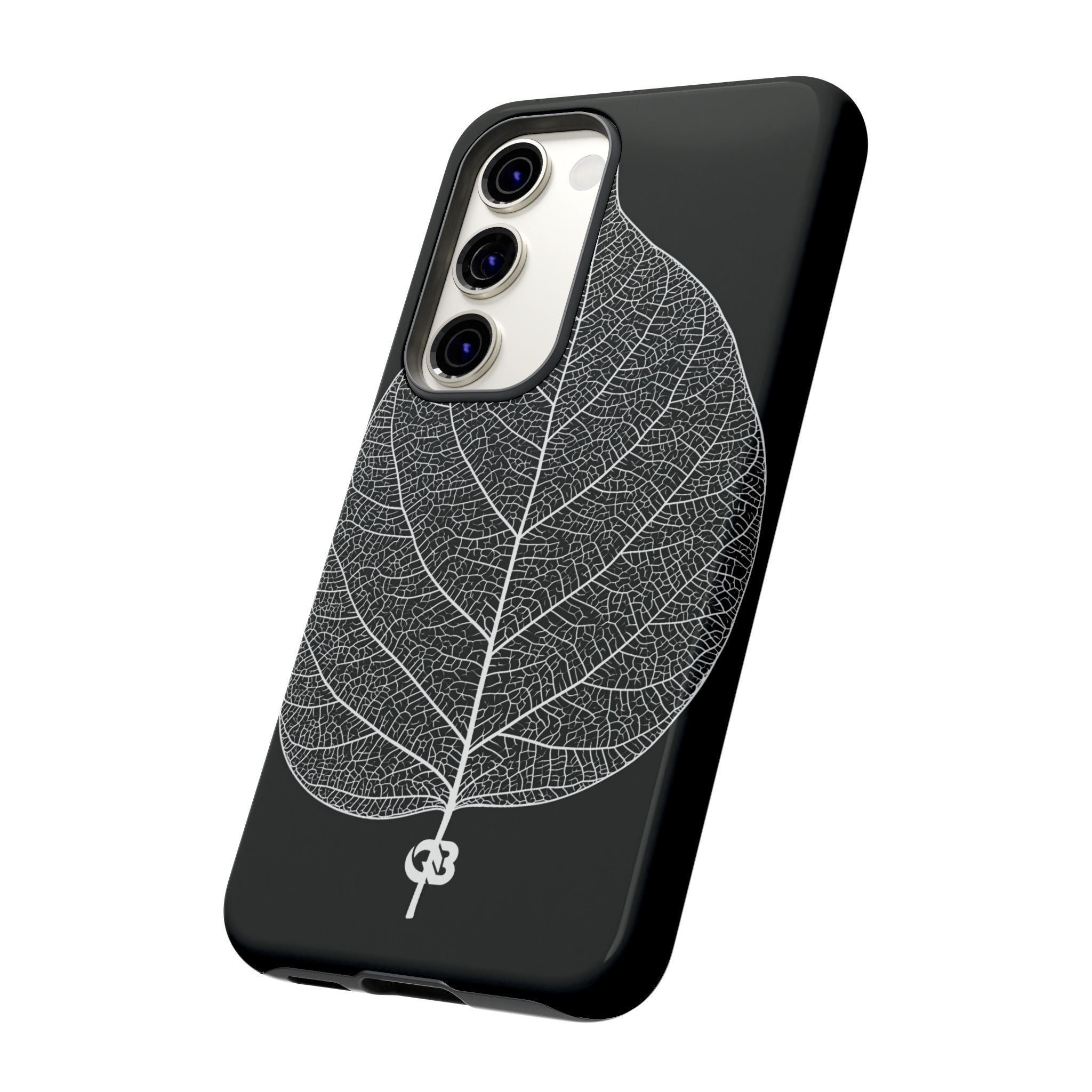 Black Tough Phone Case for Samsung - Bleached Leaf Lattice