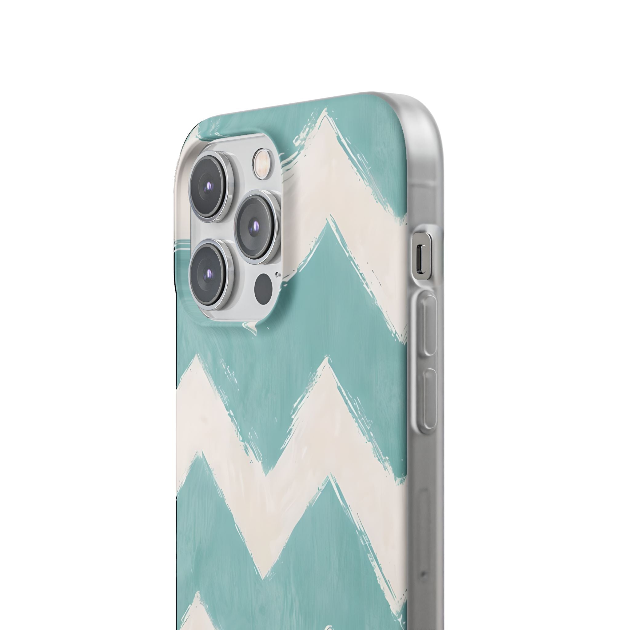 Teal Painted Chevron · Soft Phone Case for iPhone