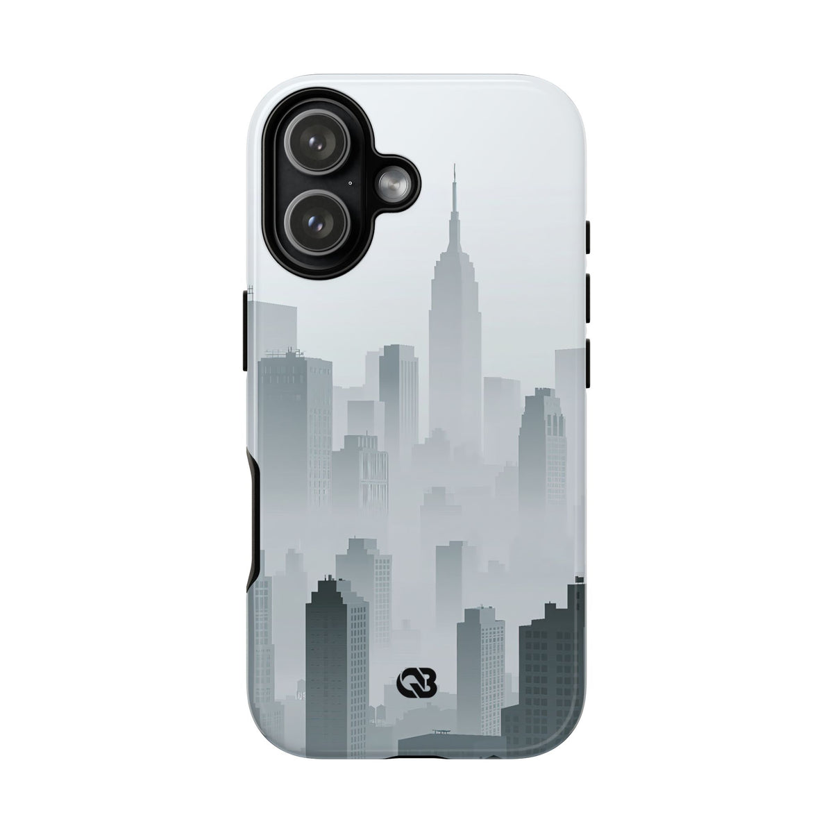 Grey Tough Phone Case for iPhone - Steel Mist Skyline