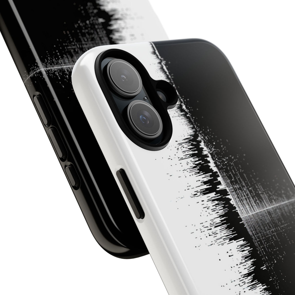 Black Tough Phone Case for iPhone - Static Signal Split
