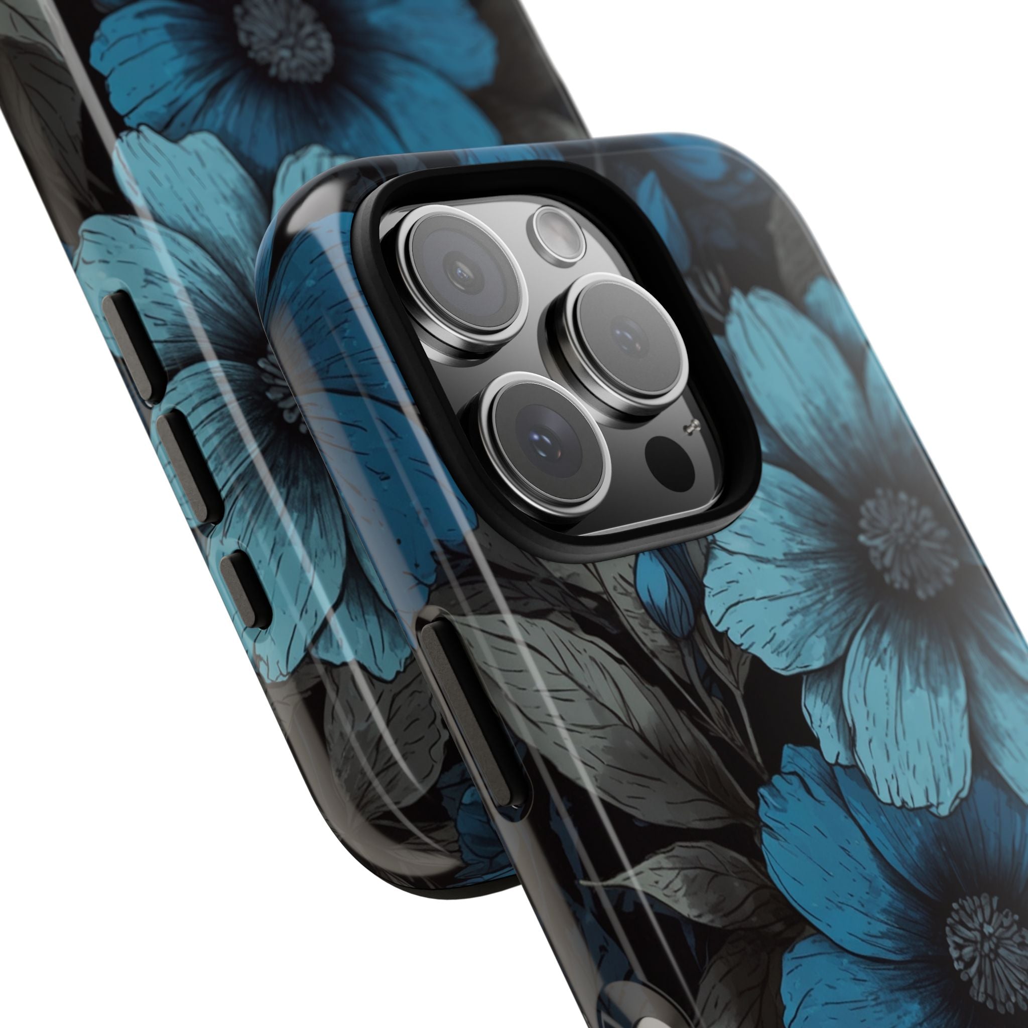 Obsidian Blue Petals · Coque de téléphone Tough pour iPhone