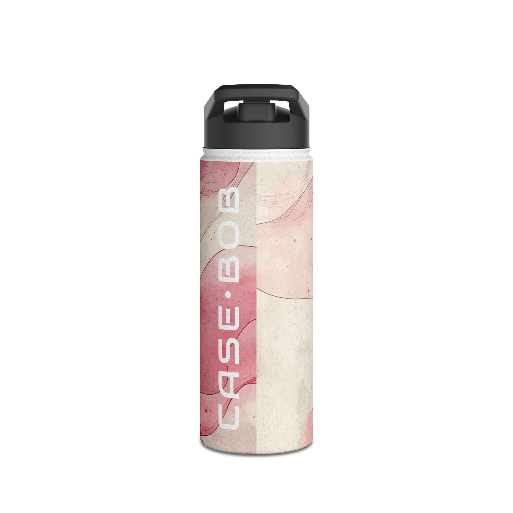 Crimson Ribbon Waves - Stainless Steel Water Bottle