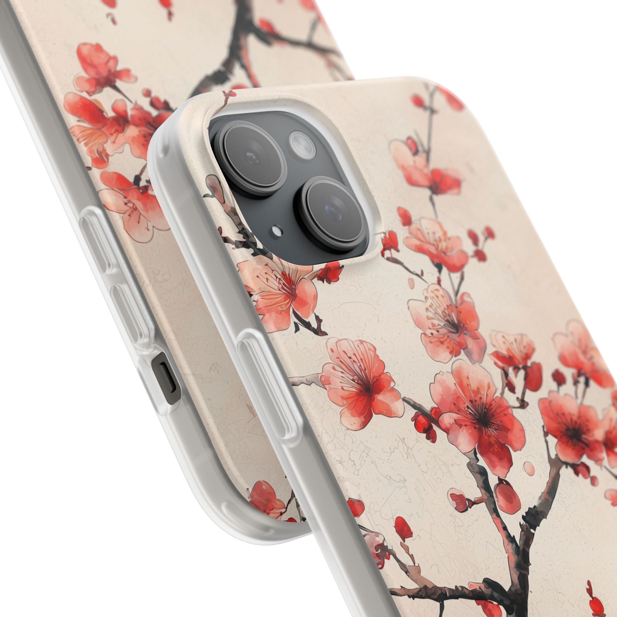Crimson Silk Flora · Soft Custodia per iPhone