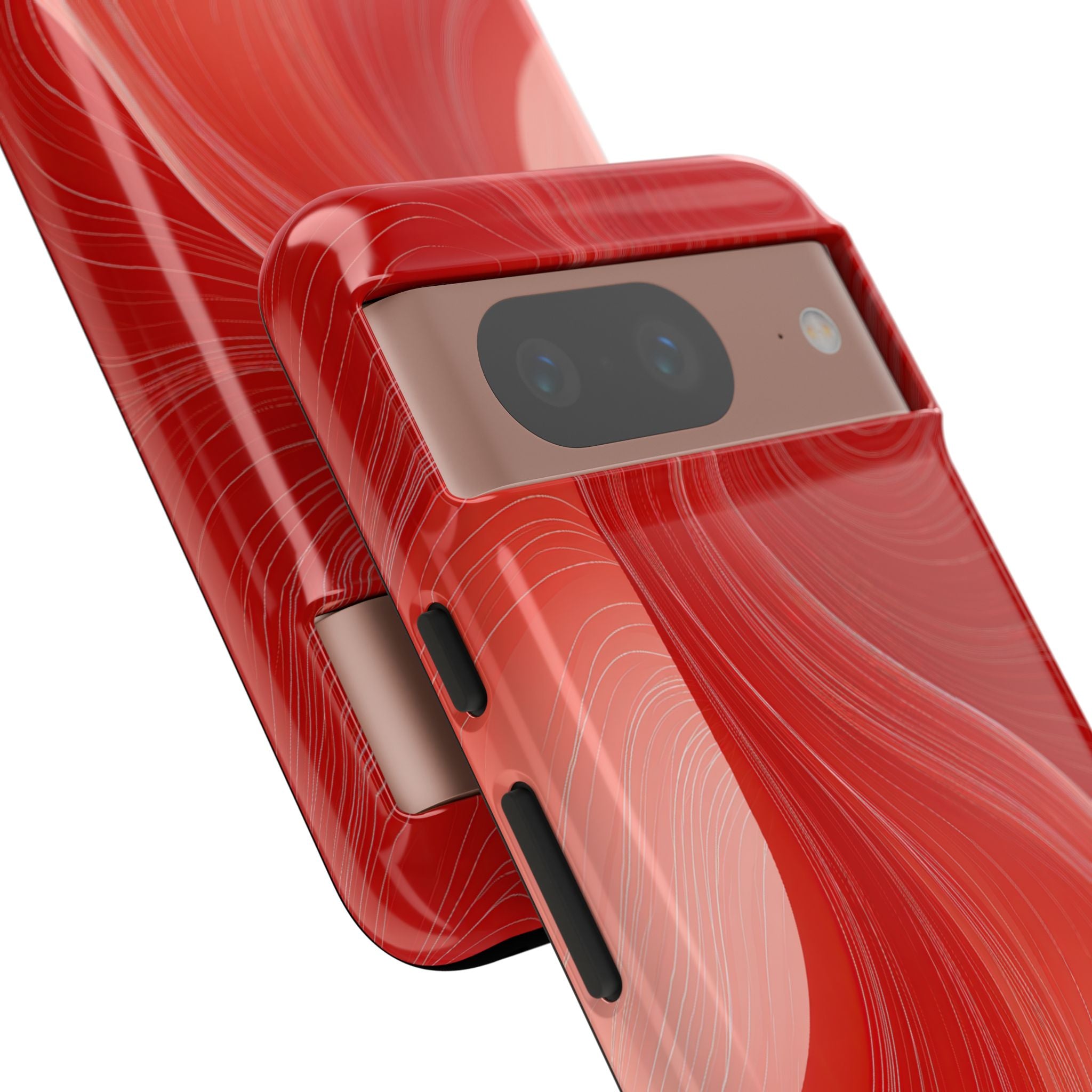 Red Tough Phone Case for Google Pixel - Crimson Silk Strands