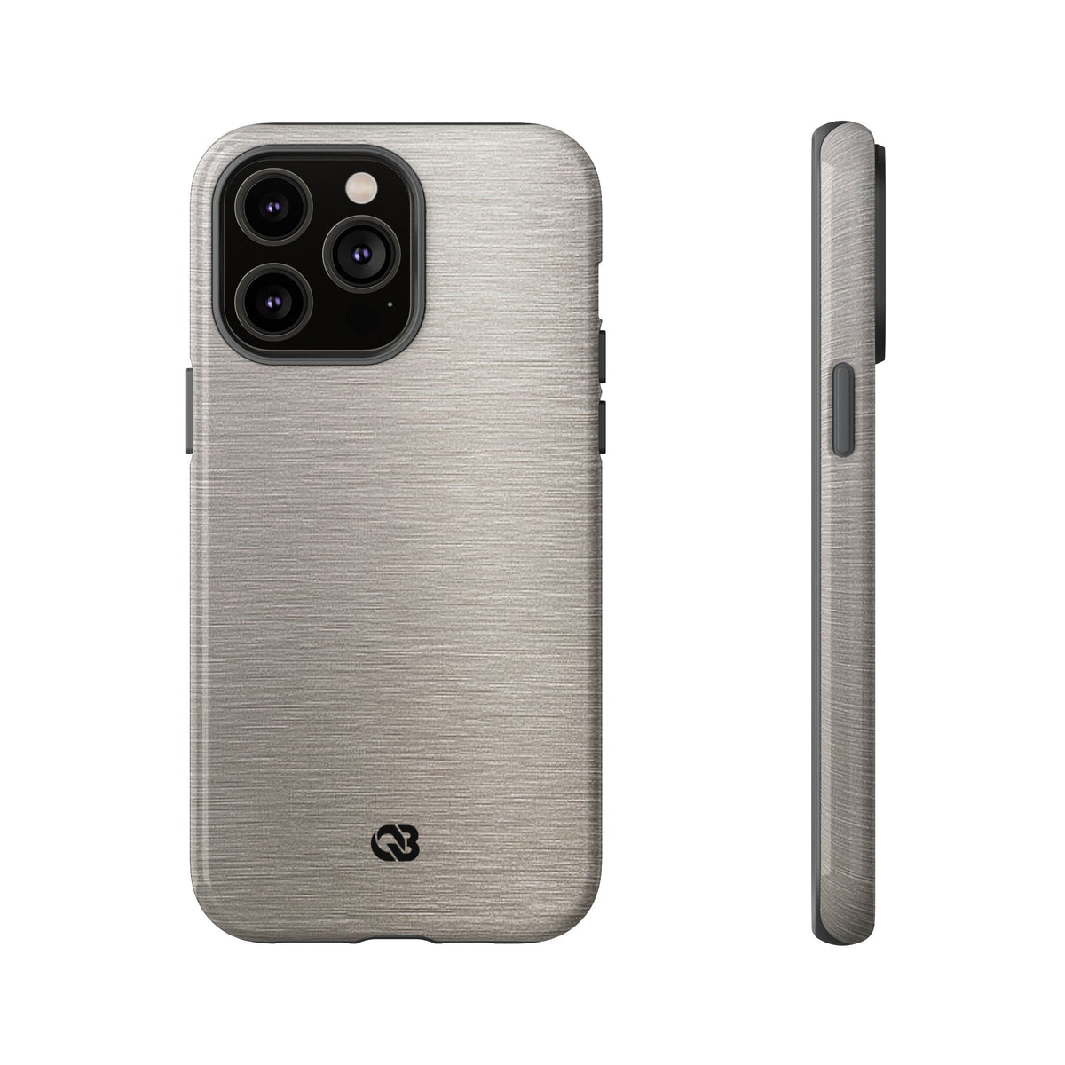 Grey Tough Phone Case for iPhone - Brushed Nickel Linen