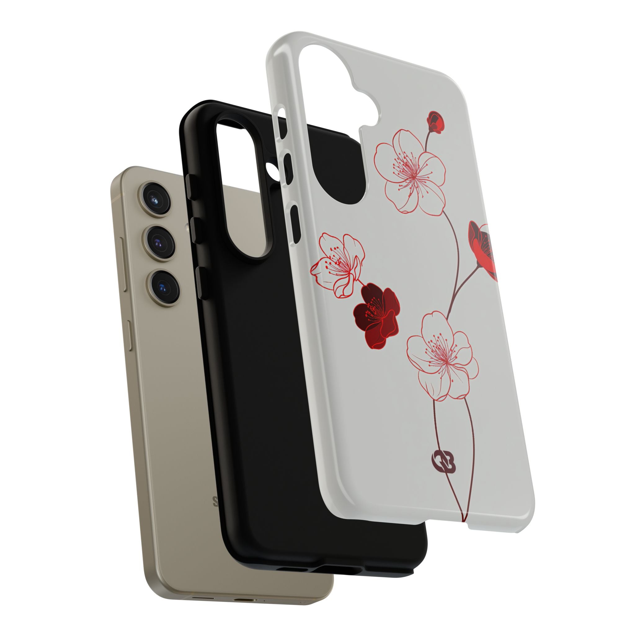 Red Tough Phone Case for Samsung - Kyoto Ember Bloom