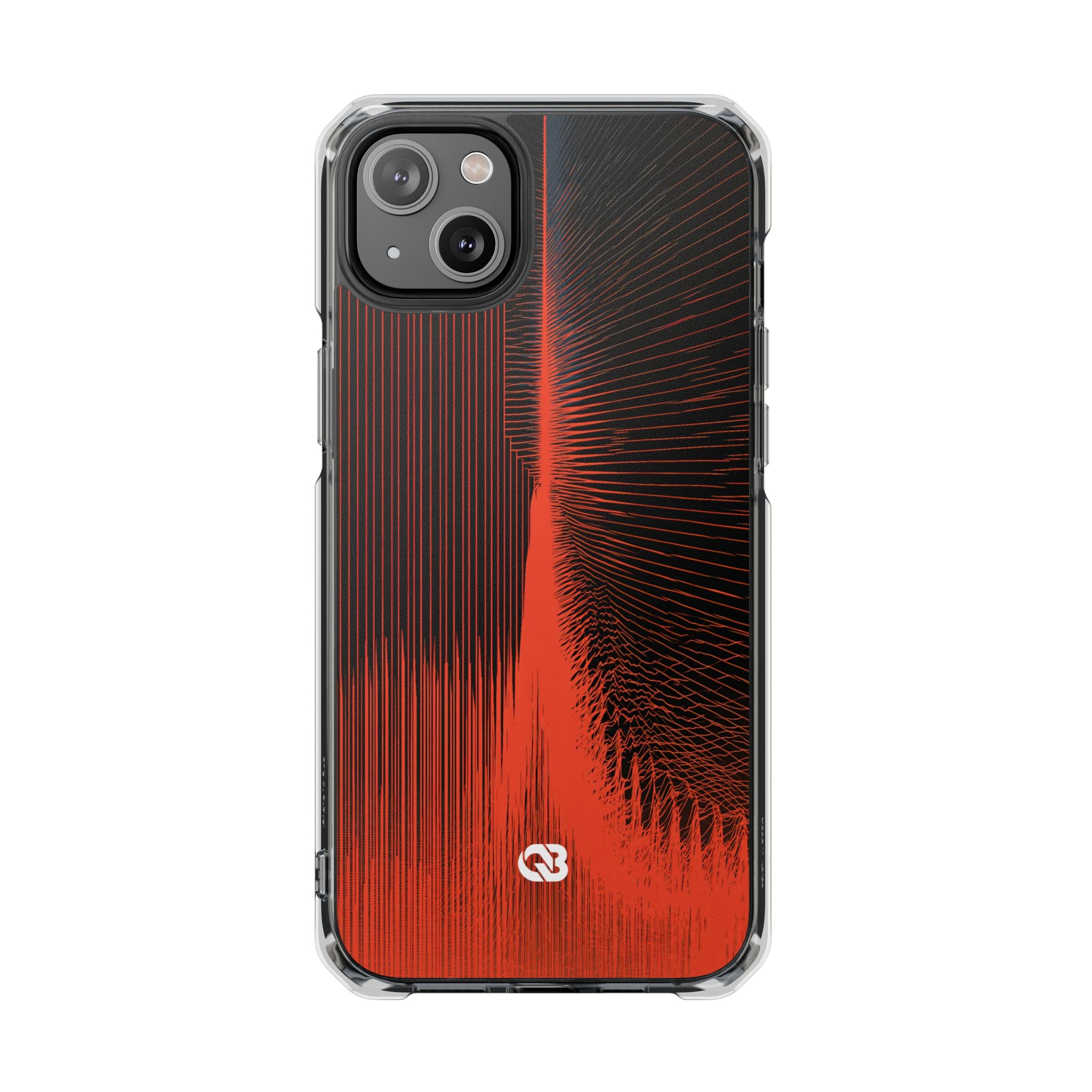 Red Impact MagSafe Phone Case for iPhone - Crimson Frequency Pulse