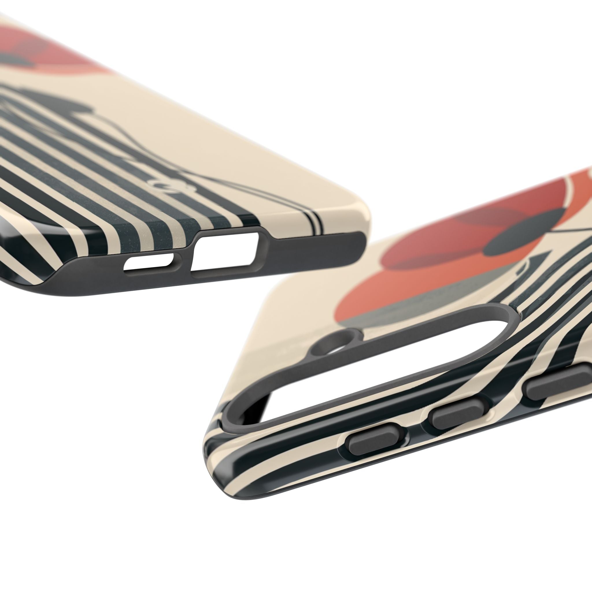Beige Tough Phone Case for Samsung - Crimson Line Bloom