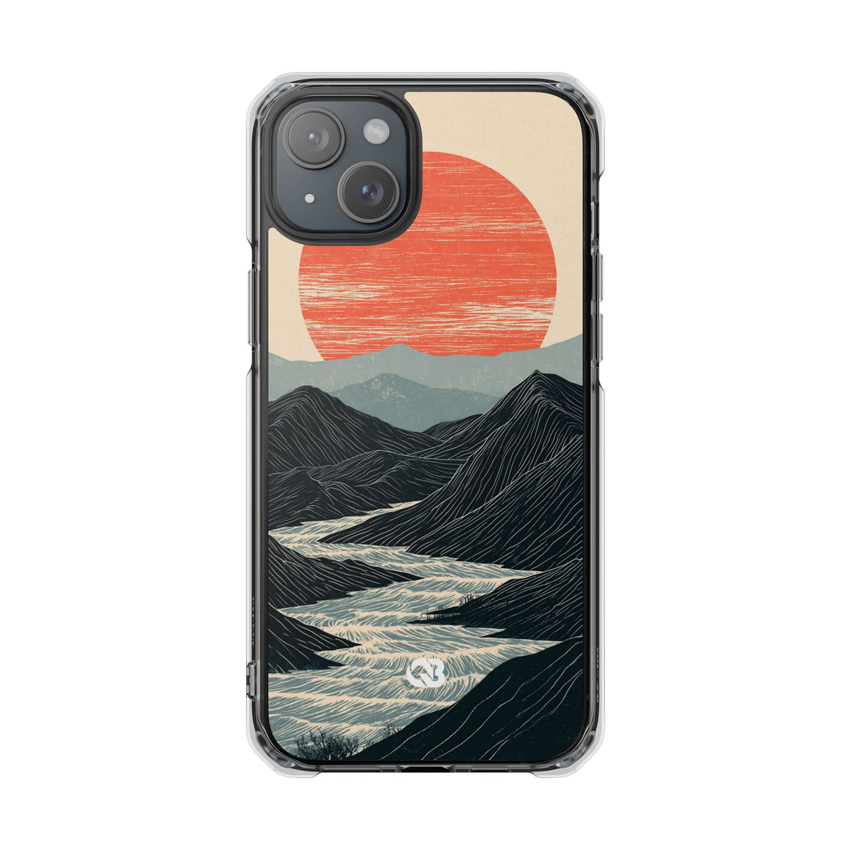 Crimson Ridge Horizon · Clear Impact Magnetic Phone Case for iPhone · Black