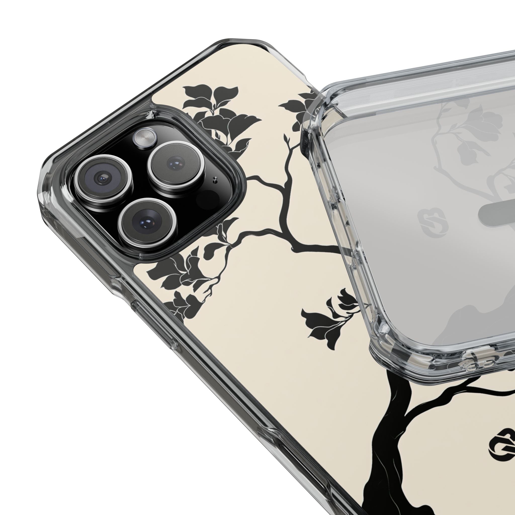 Beige Impact MagSafe Phone Case for iPhone - Obsidian Bonsai Silhouette