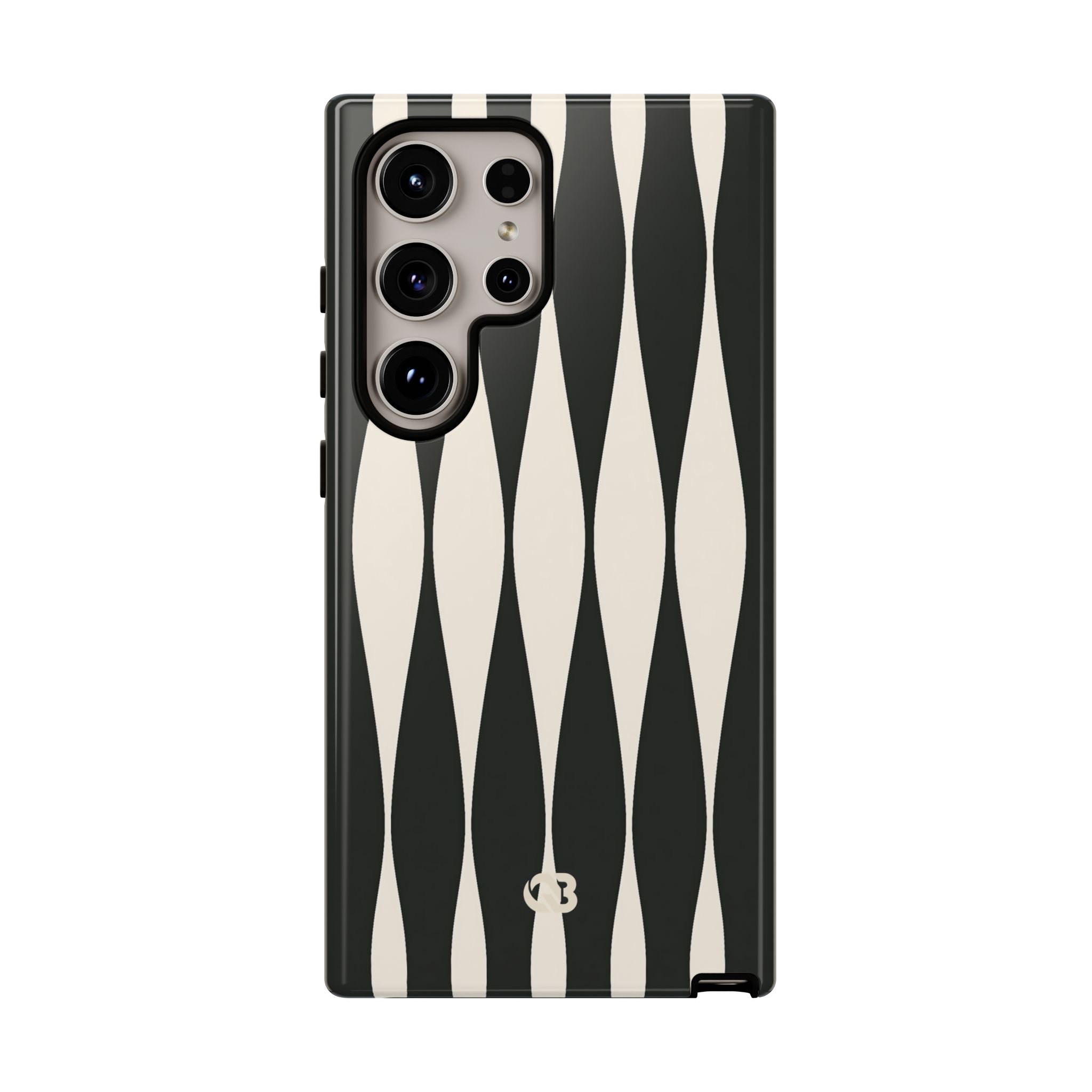 Black Tough Phone Case for Samsung - Ivory Spindle Grid