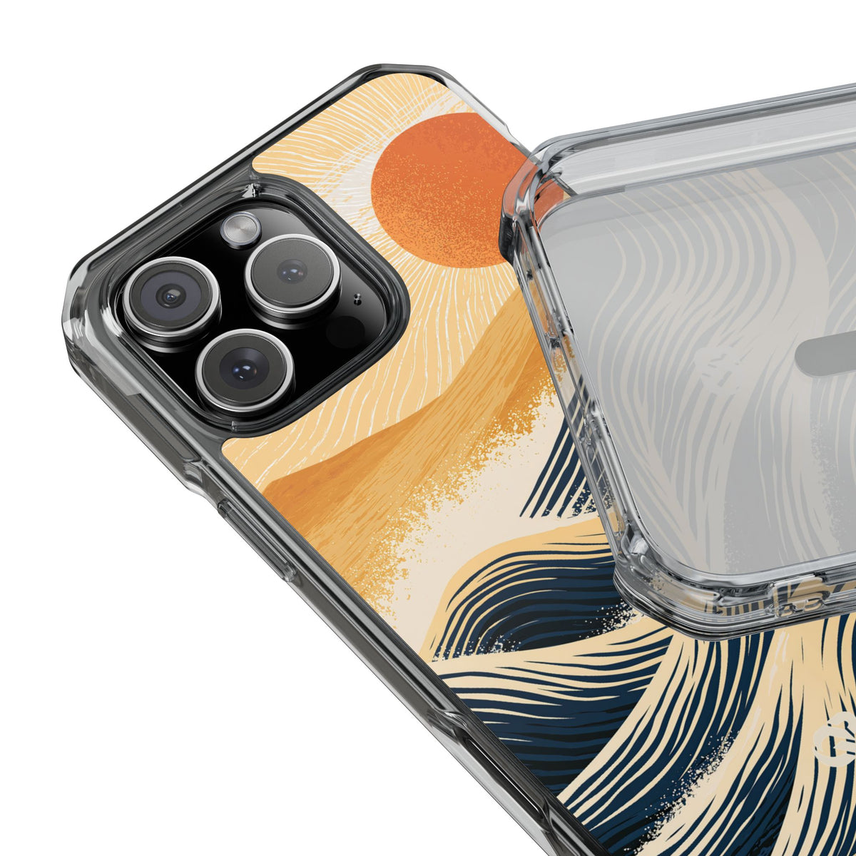 Golden Horizon Waves · Clear Impact Magnetic Phone Case for iPhone · Blue