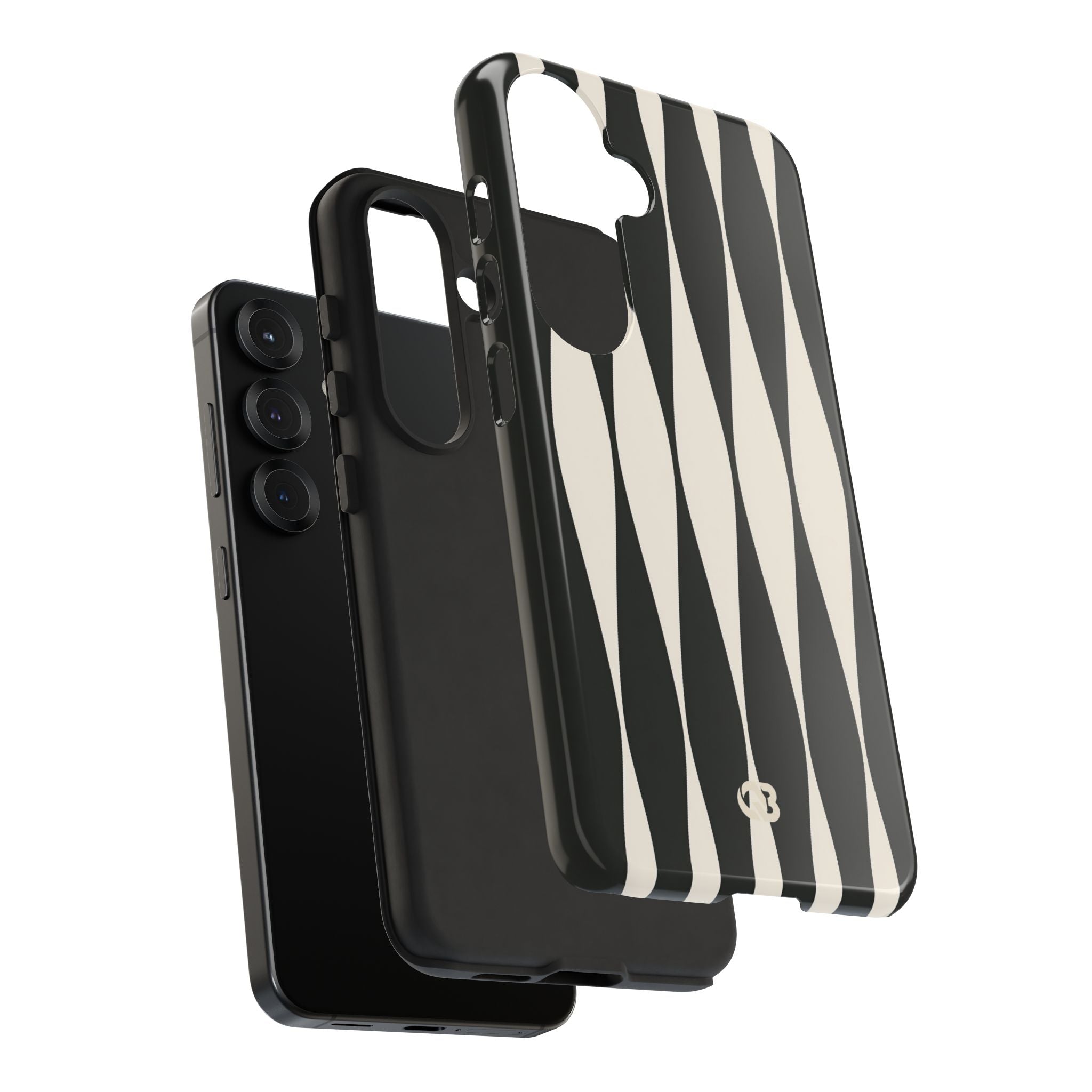 Black Tough Phone Case for Samsung - Ivory Spindle Grid