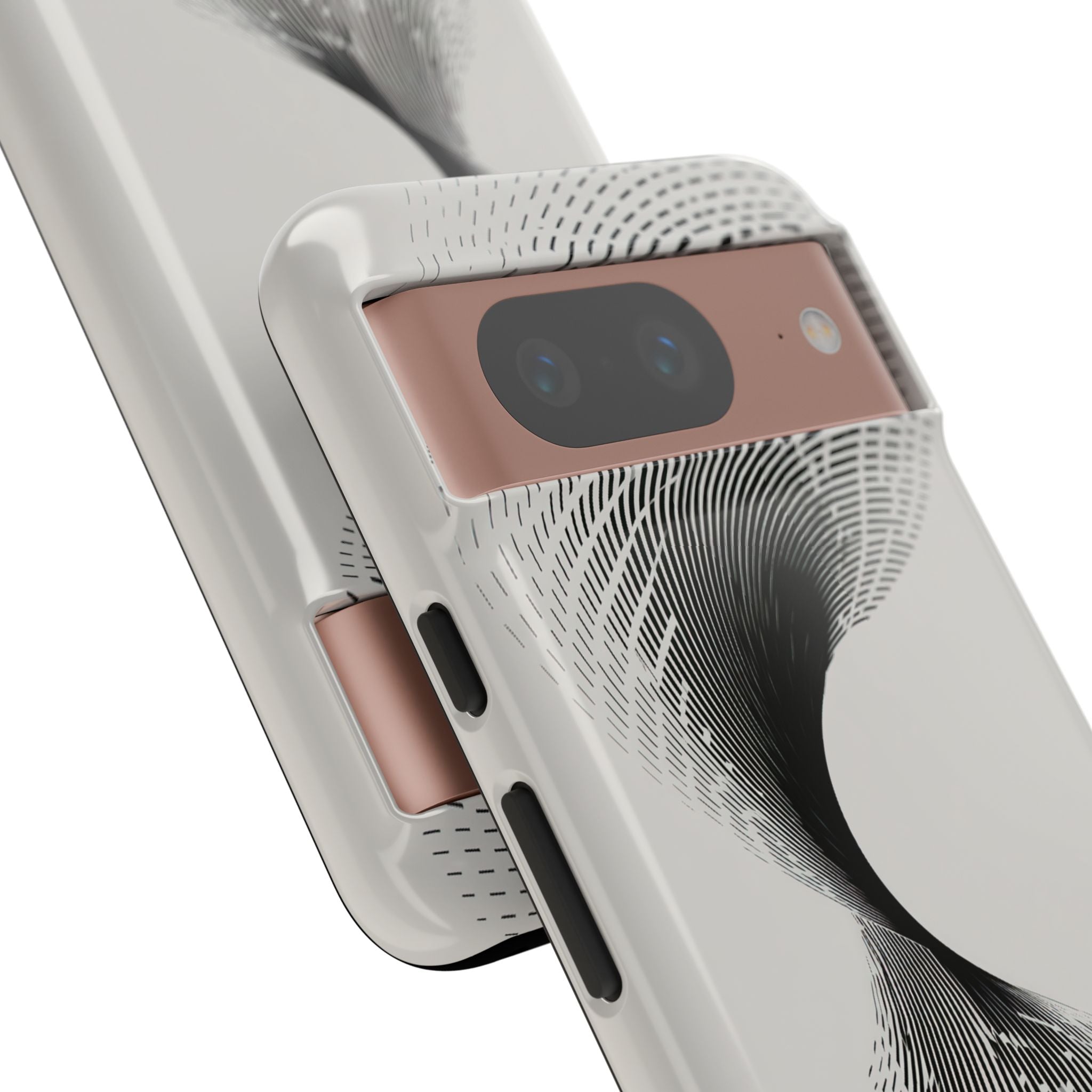 White Tough Phone Case for Google Pixel - Linear Torsion Grid