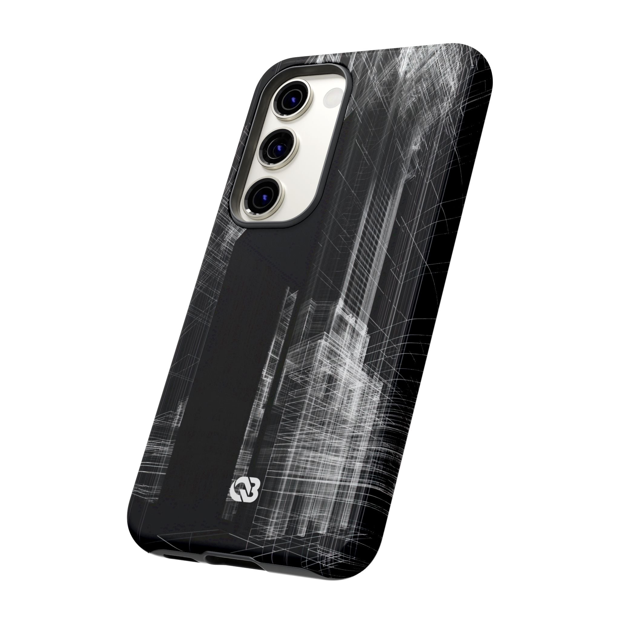 Black Tough Phone Case for Samsung - Ghost Urban Wireframe