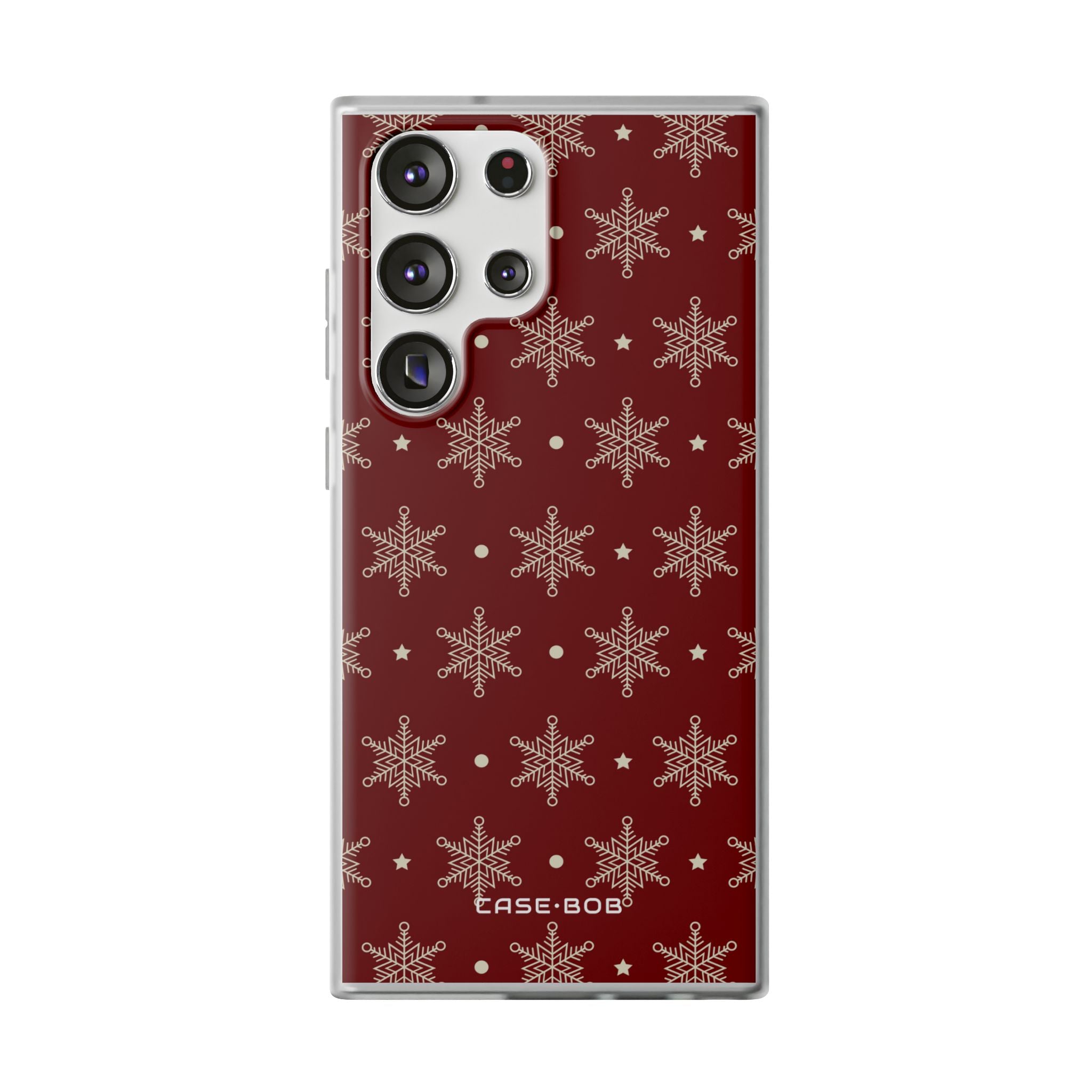 Cream Snowflake Crimson Samsung S23 Ultra Case - Soft