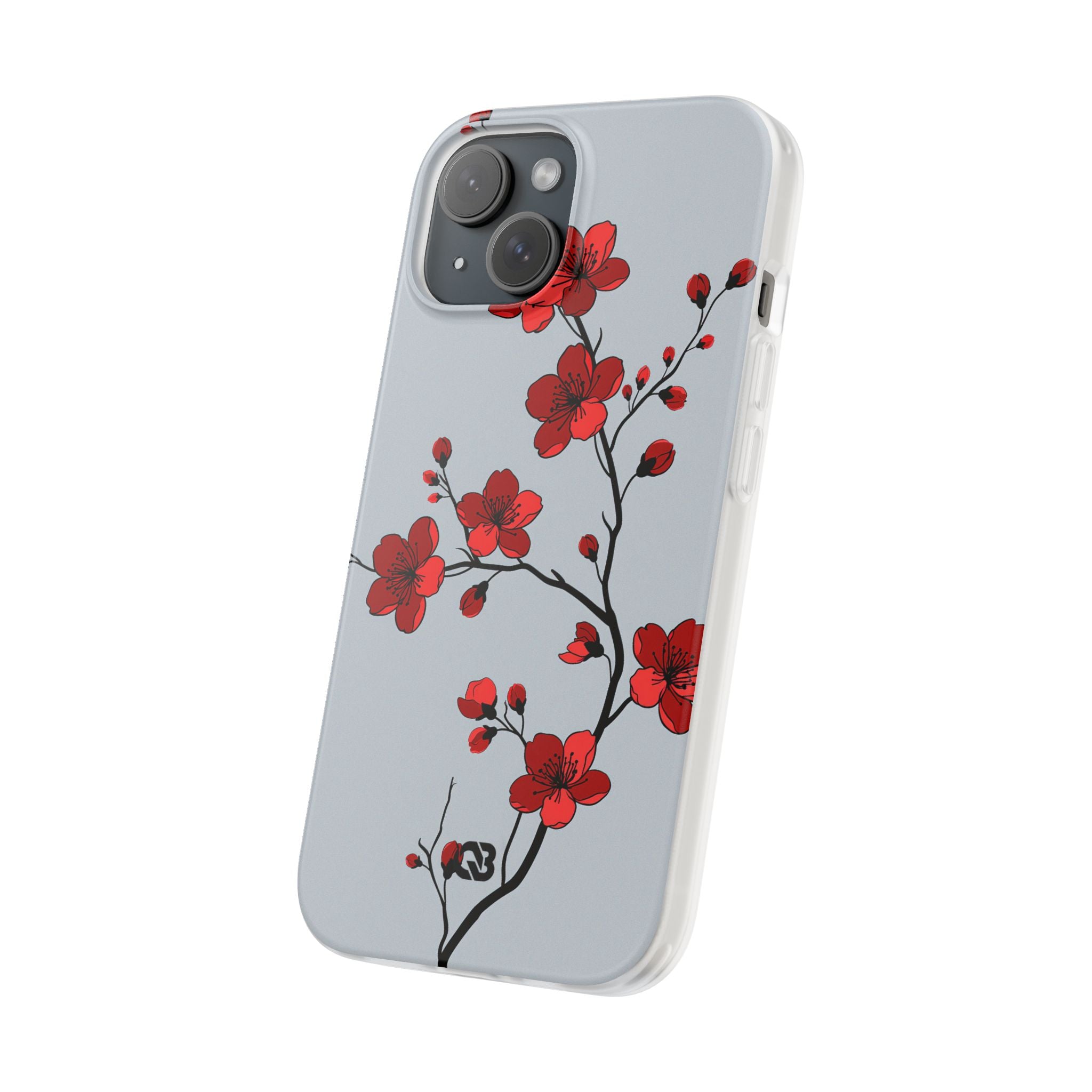 Grey Lite Phone Case for iPhone - Crimson Blossom Onyx