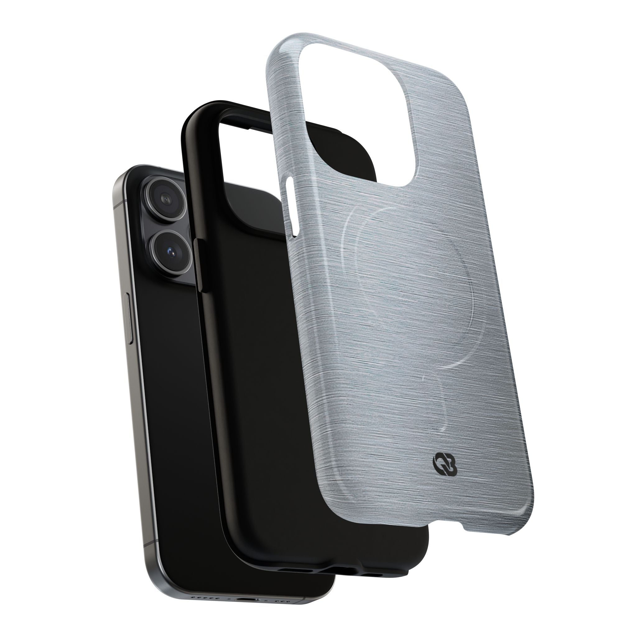 Silver Tough 2.0 Magsafe Phone Case for iPhone - Satin Chrome Grain