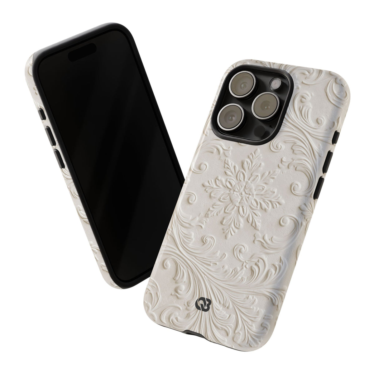 Ivory Baroque Relief · Tough Phone Case for iPhone · White
