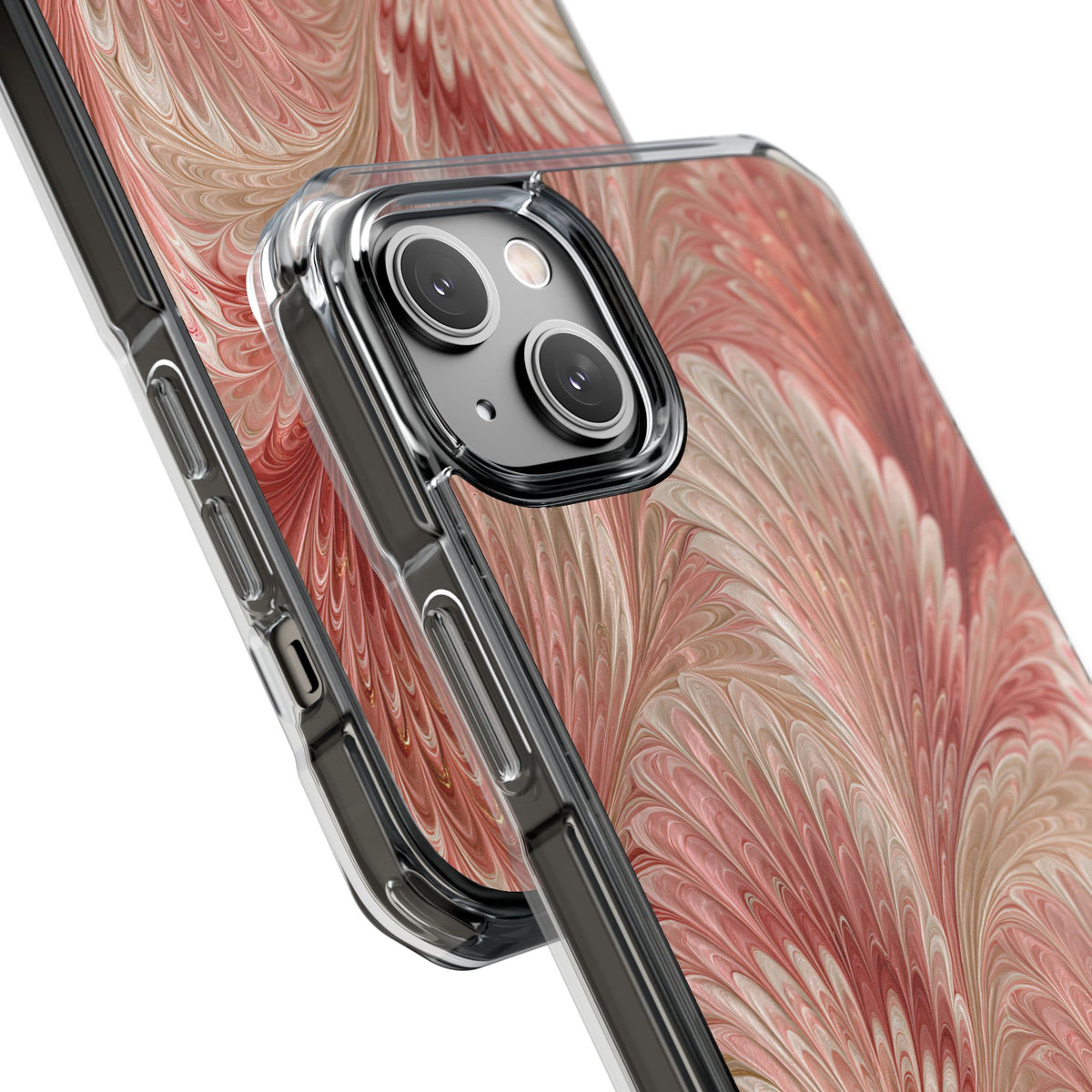 Blush Petal Plume · Clear Impact Magnetic Phone Case for iPhone · Pink