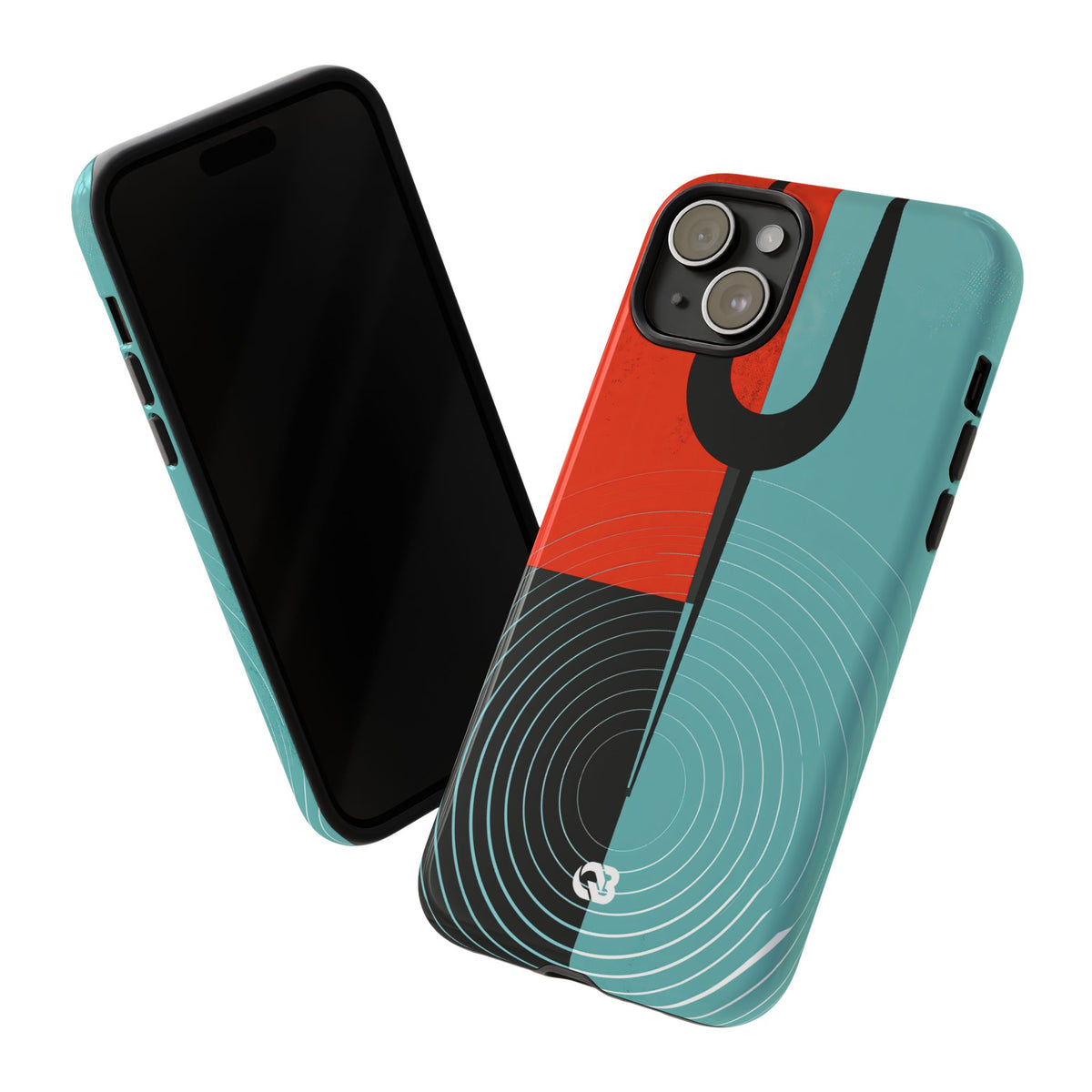 Teal Tough Phone Case for iPhone - Sonic Static Split